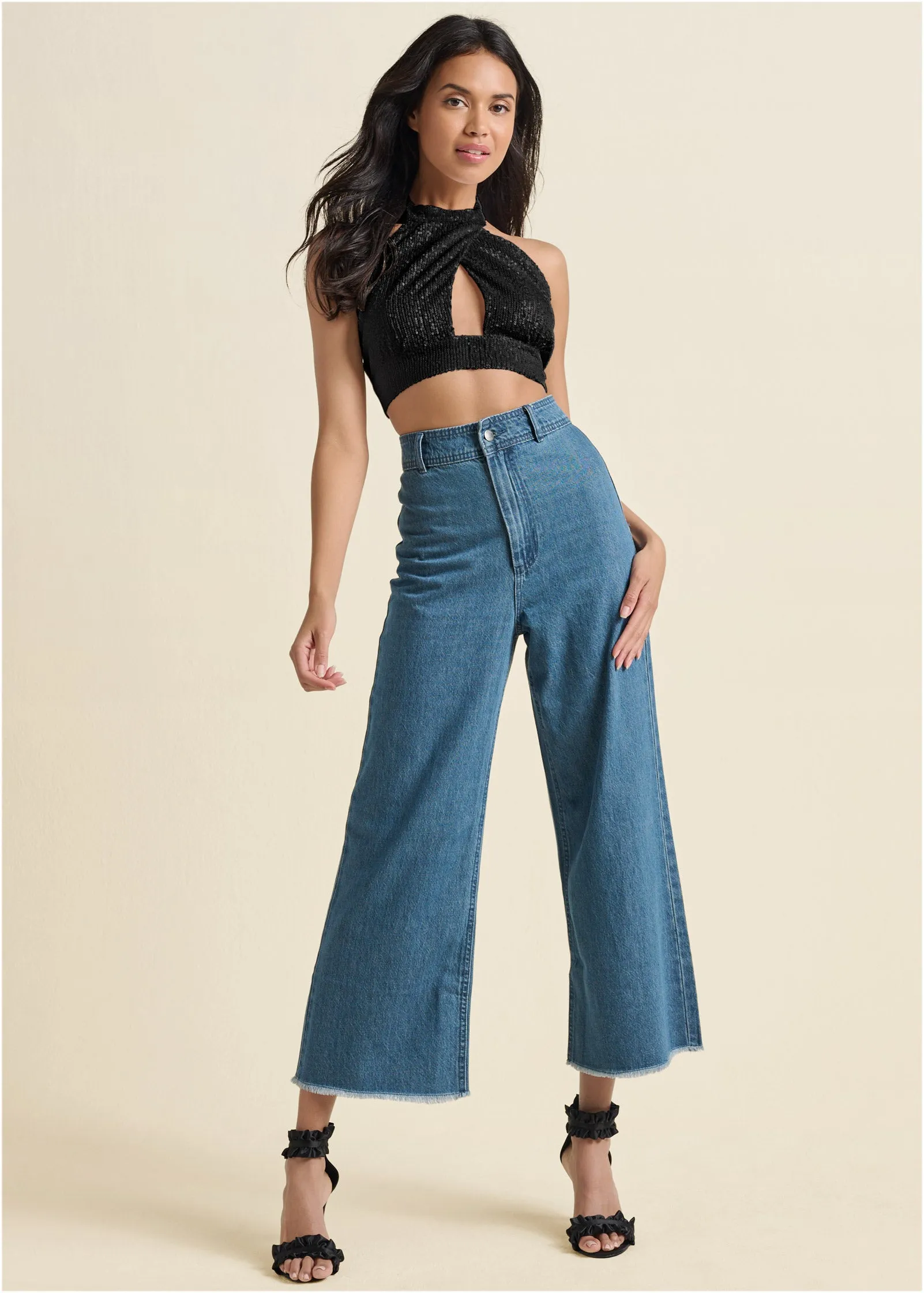 Sequin Halter Crop Top - Black sold by VENUS product image thumbnail 2