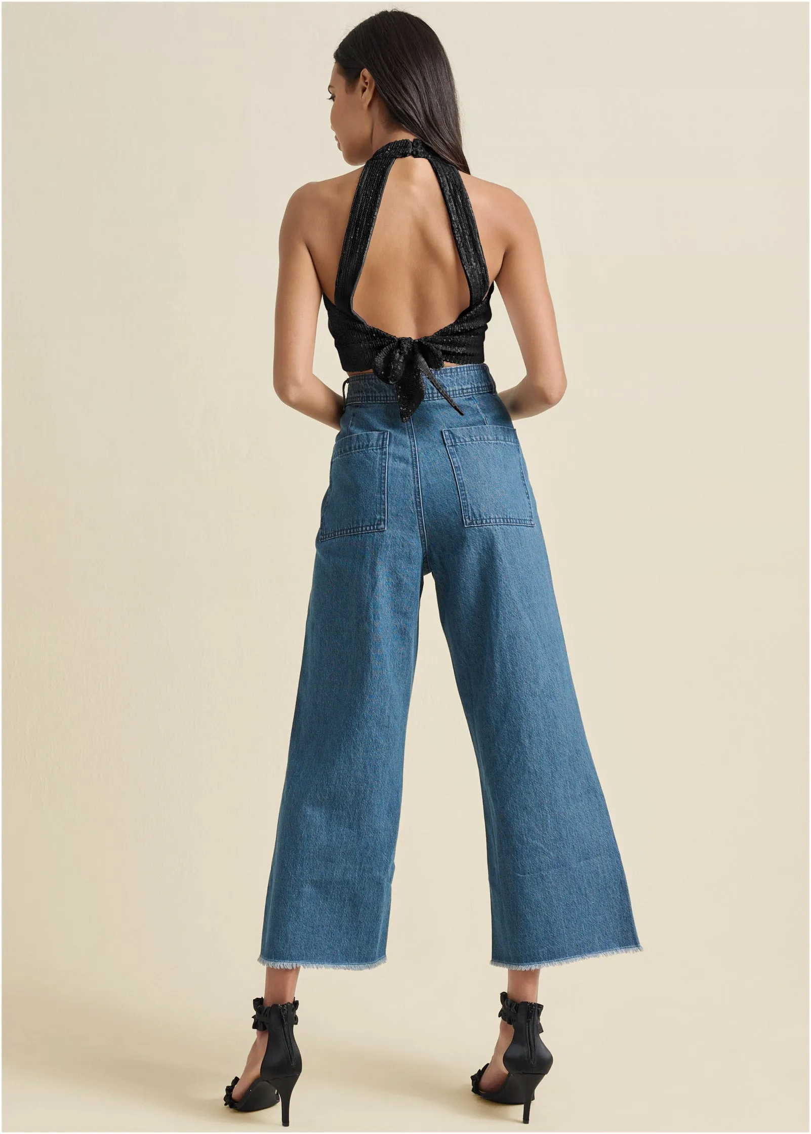 Sequin Halter Crop Top - Black sold by VENUS product image thumbnail 3