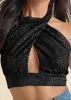 Sequin Halter Crop Top - Black sold by VENUS