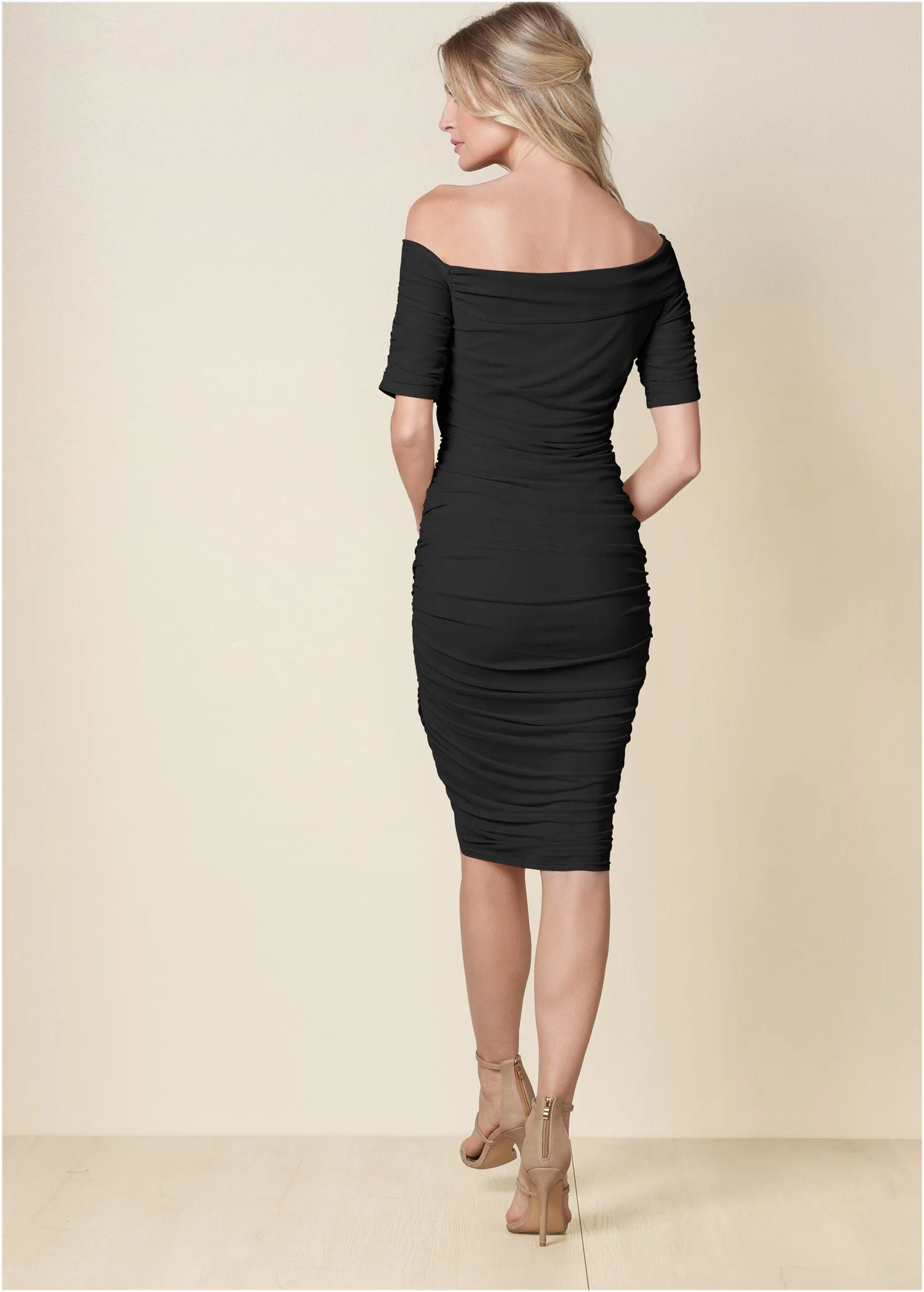 Ruched Mesh Bodycon Dress - Black sold by VENUS product image thumbnail 2