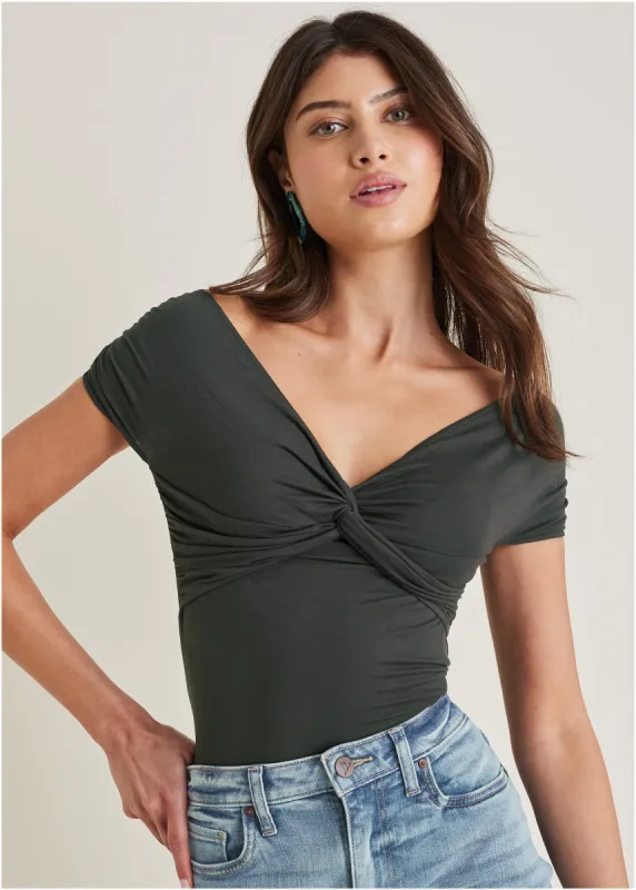 Twist Off-The-Shoulder Top - Black sold by VENUS
