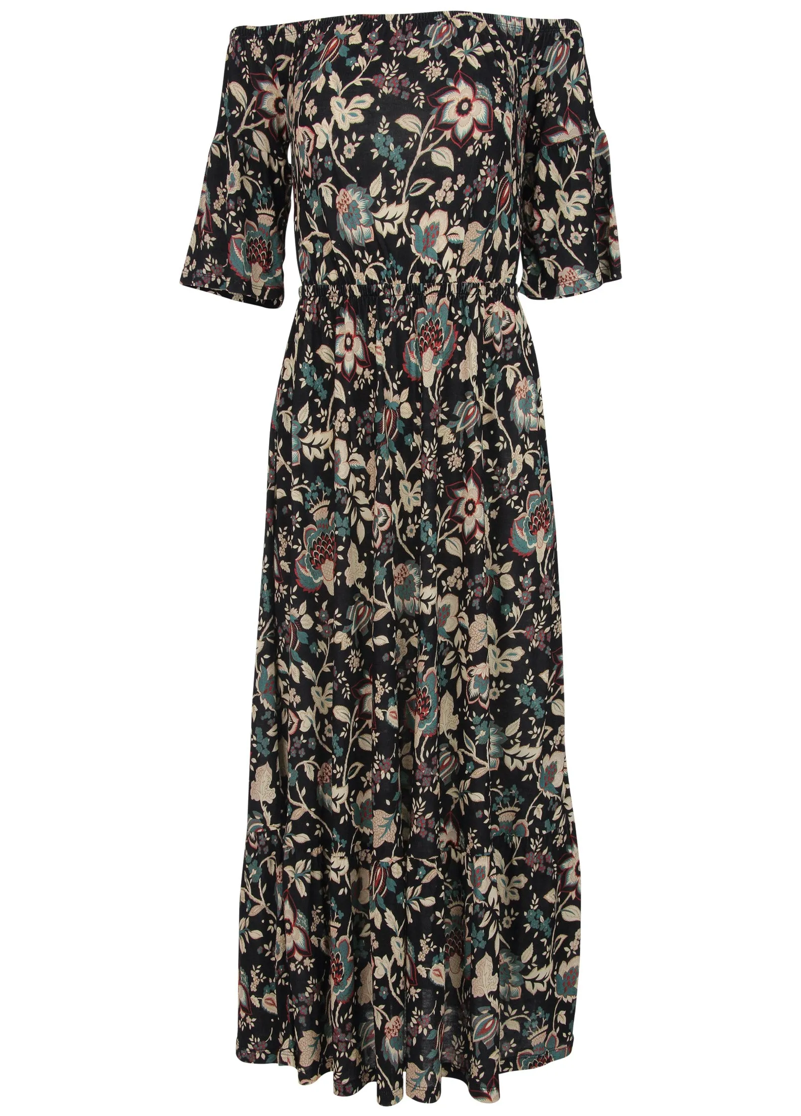Off-The-Shoulder Maxi Dress - Black Floral sold by VENUS product image thumbnail 3