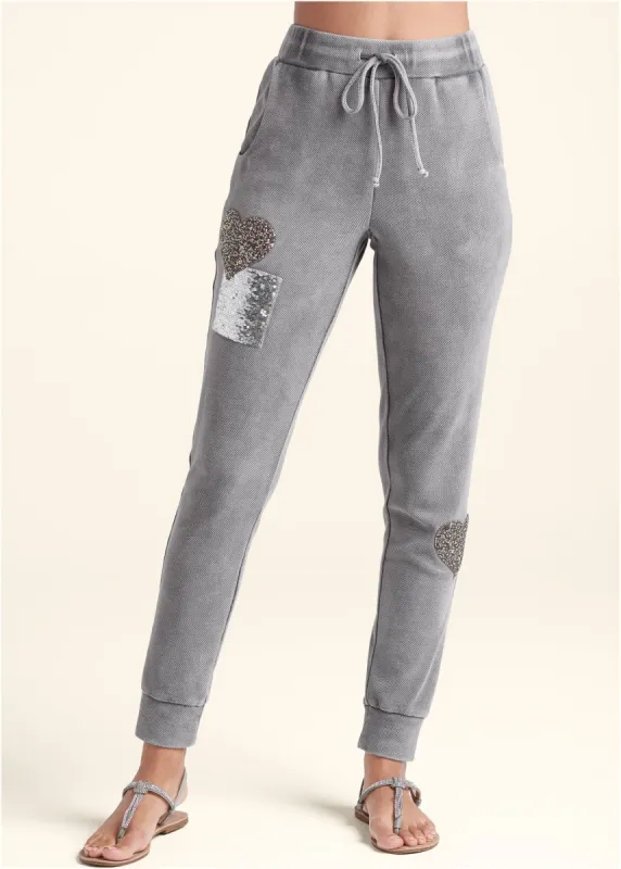 Textured Sparkle Joggers - Grey sold by VENUS