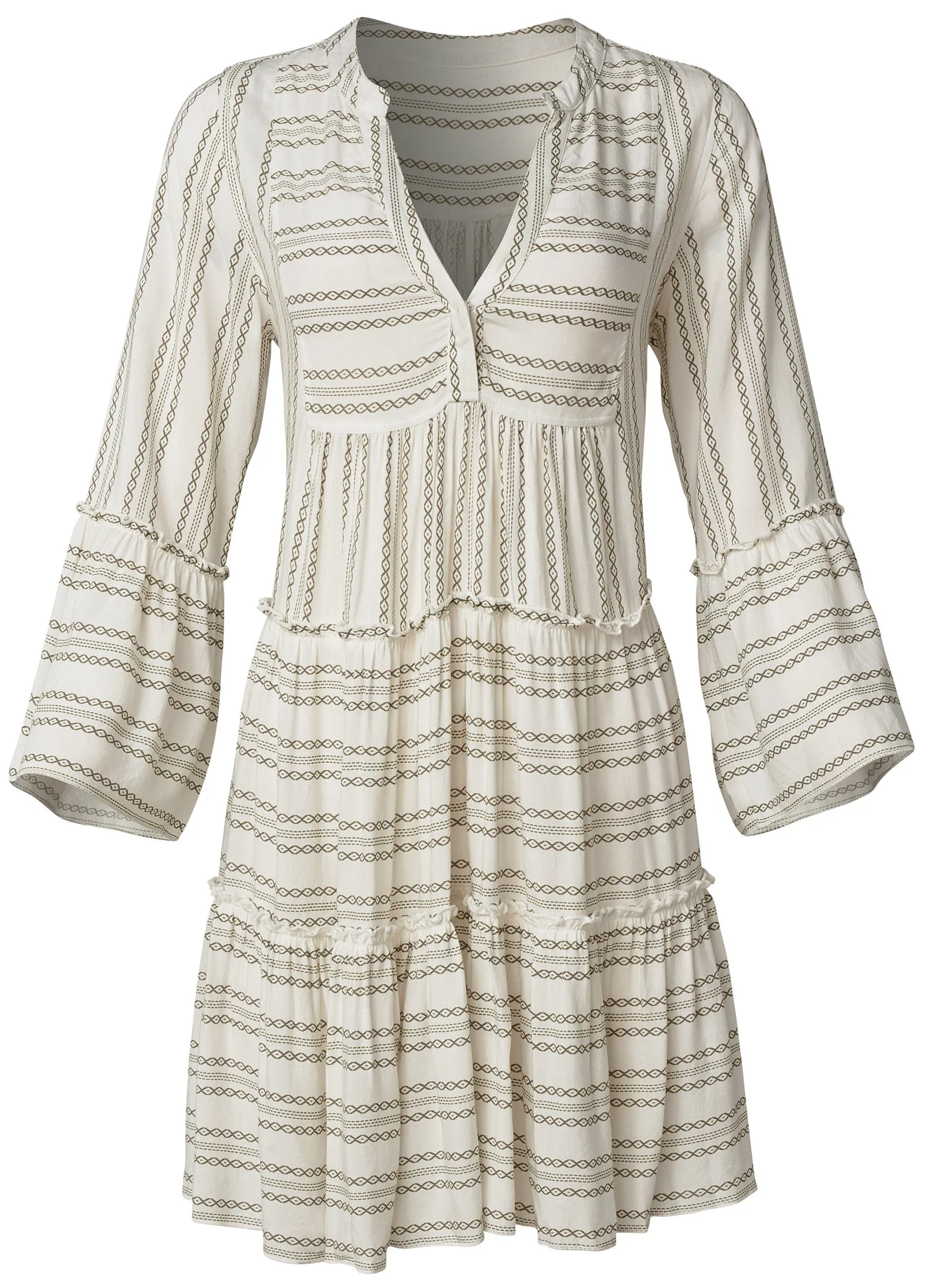 Ruffle Coverup Dress - Taupe & White sold by VENUS product image thumbnail 5