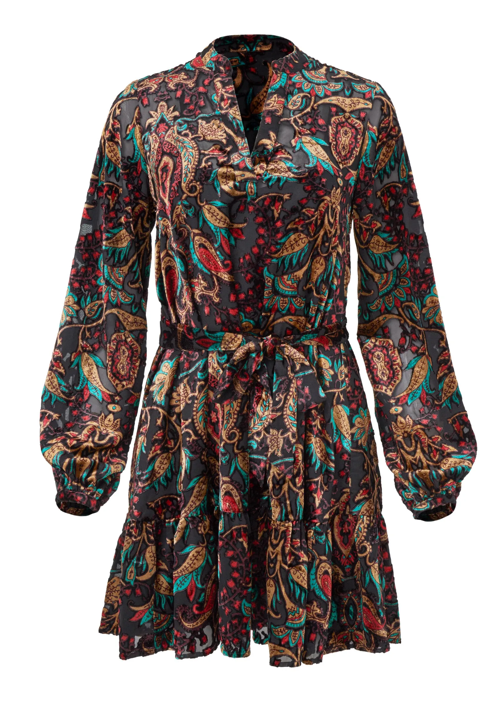 Burnout Velvet Mini Dress - Black Multi sold by VENUS product image thumbnail 5