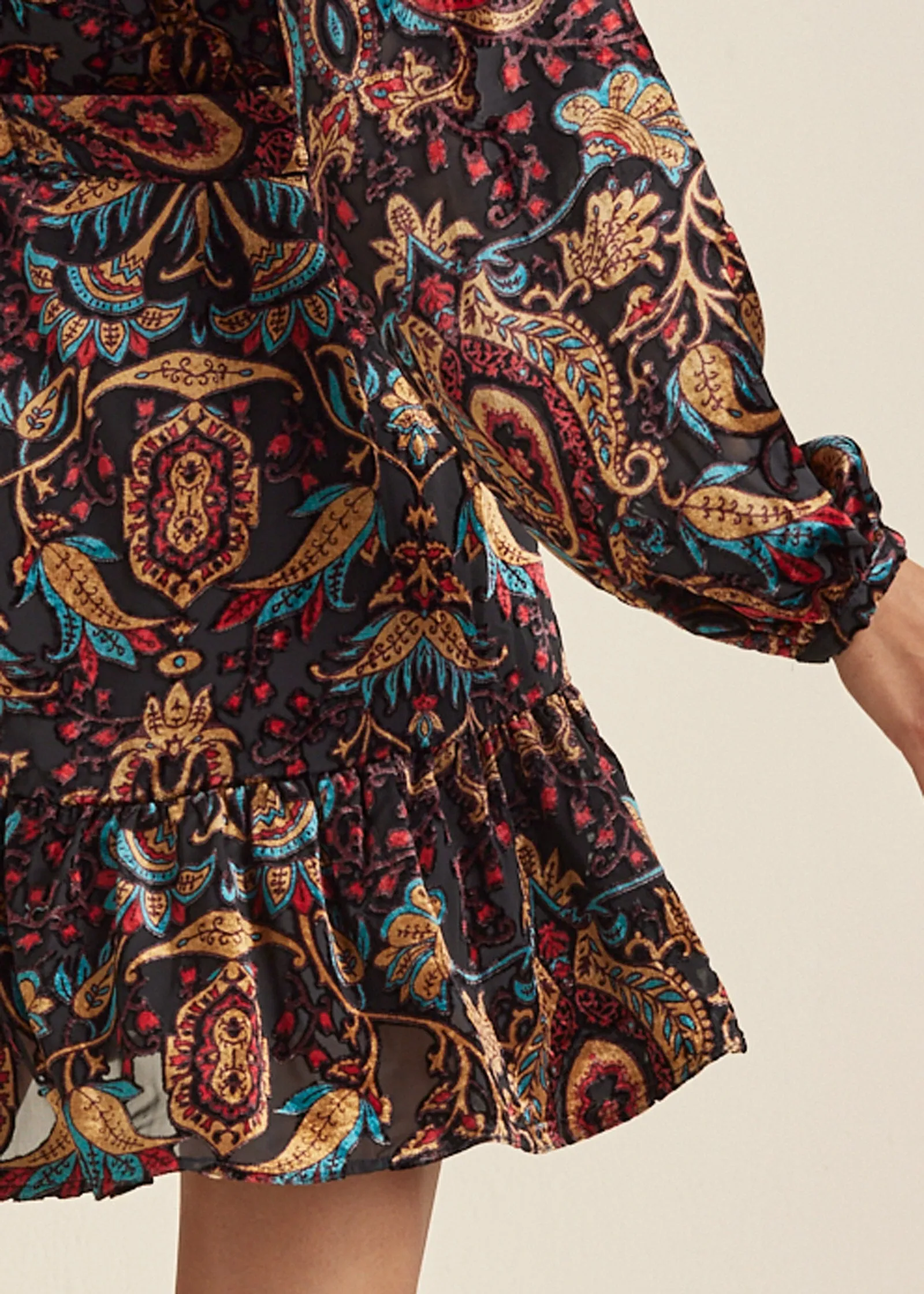 Burnout Velvet Mini Dress - Black Multi sold by VENUS product image thumbnail 4