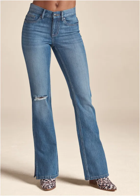 New Vintage Split Hem Jeans - Medium Wash sold by VENUS