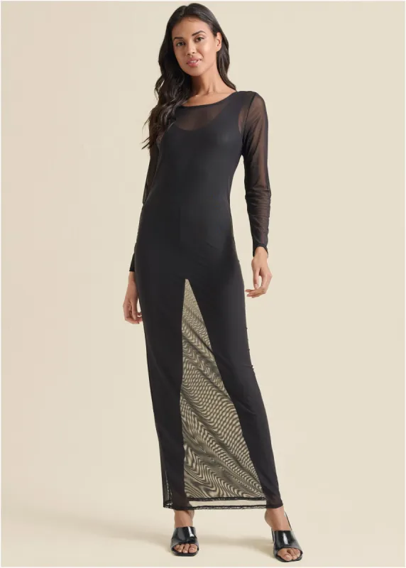 Mesh maxi dress - Black sold by VENUS