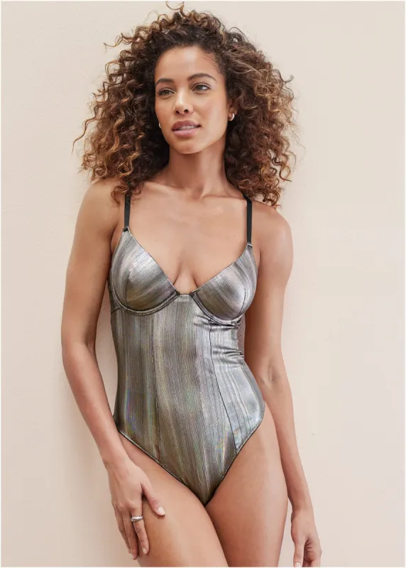 Metallic Iridescent Teddy - Pearled Black sold by VENUS