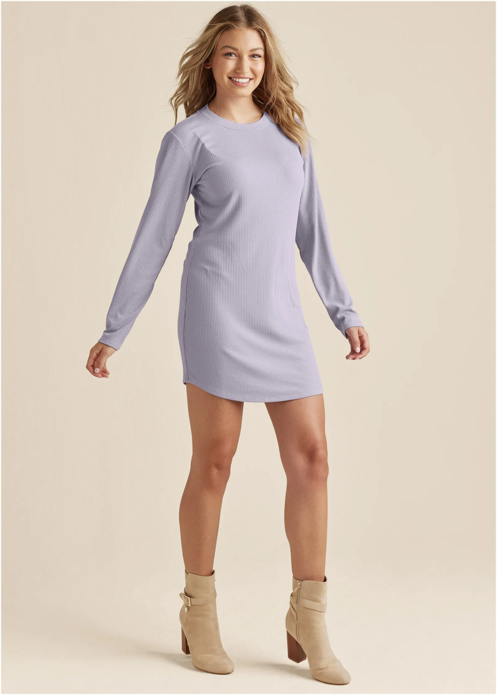 Ribbed T-Shirt Dress - Light Purple sold by VENUS product image thumbnail 2