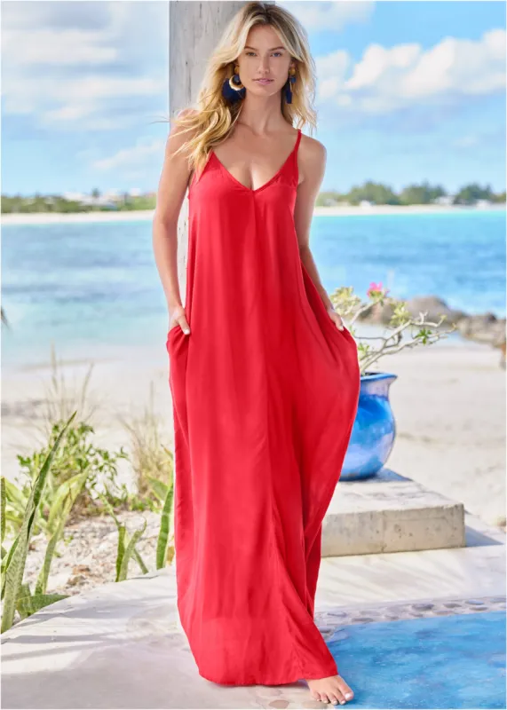 Boho Maxi Dress Cover-Up - Rosey Red sold by VENUS