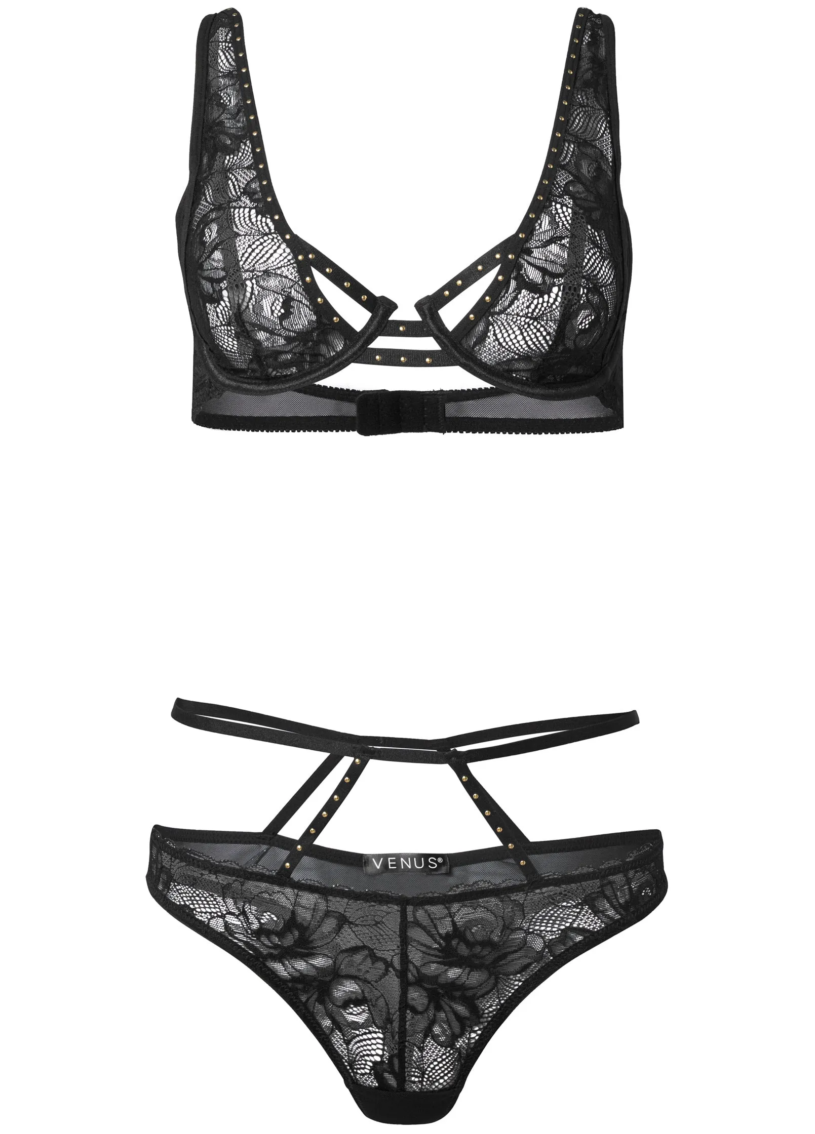 Gold Studded Bra & Panty - Black sold by VENUS product image thumbnail 5