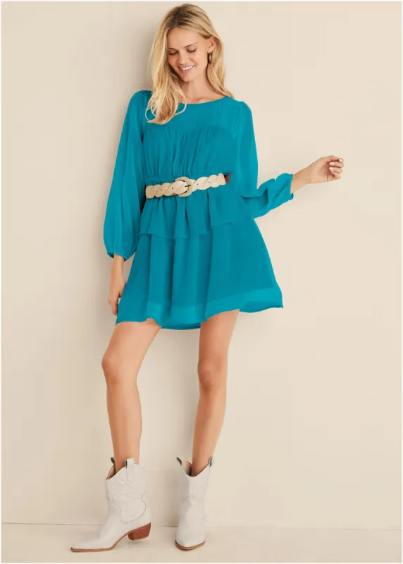 Sheer Beauty Mini Dress - Teal sold by VENUS