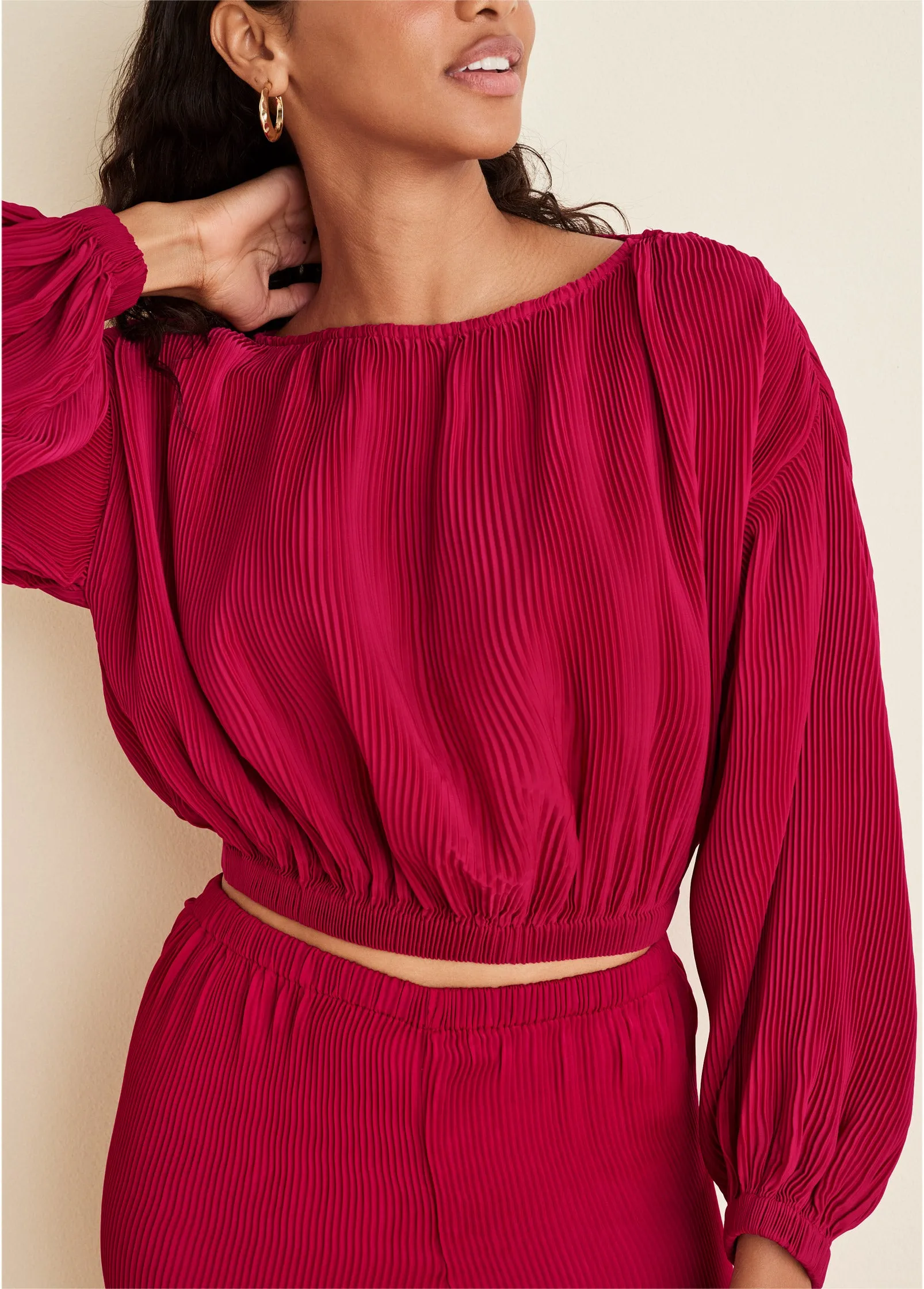 Plisse Billow Top - Red sold by VENUS product image thumbnail 3