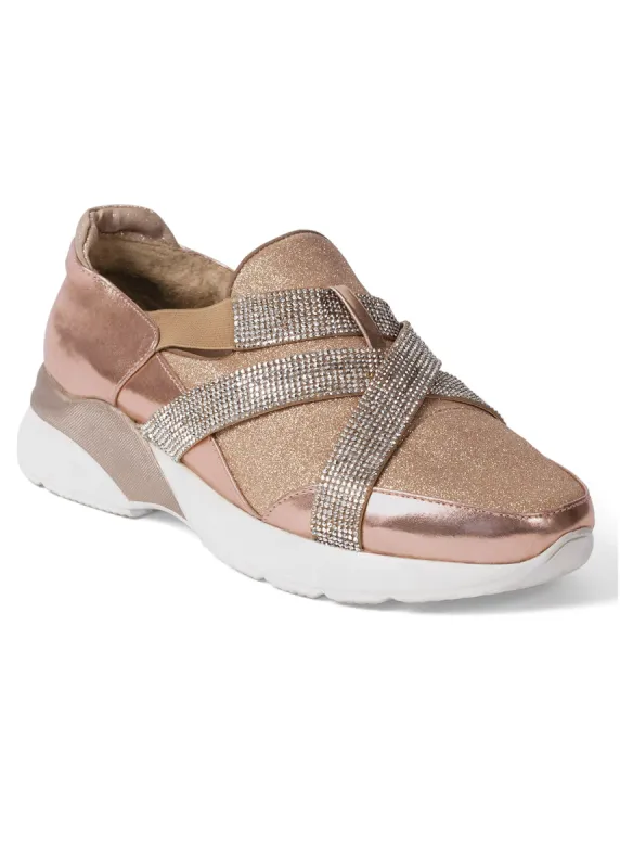 Glitter Wedge Sneakers  - Rose Gold sold by VENUS