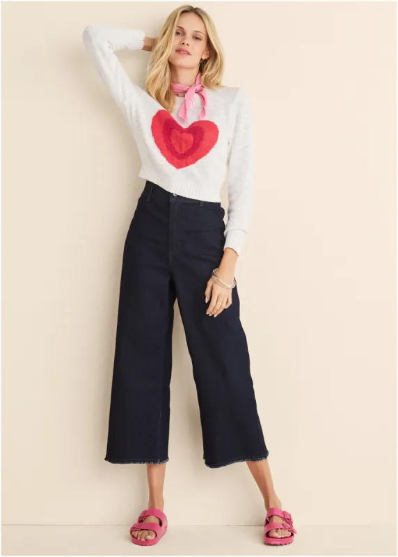 Slub Crew Neck Sweater - White Multi sold by VENUS