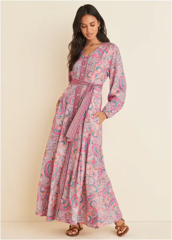Tie-Waist Maxi Dress - Venetian Paisley sold by VENUS