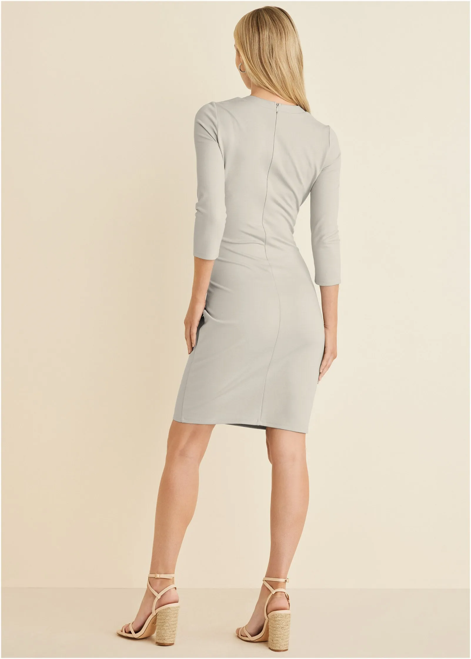 Ponte Tie Waist Dress - Cream sold by VENUS product image thumbnail 2