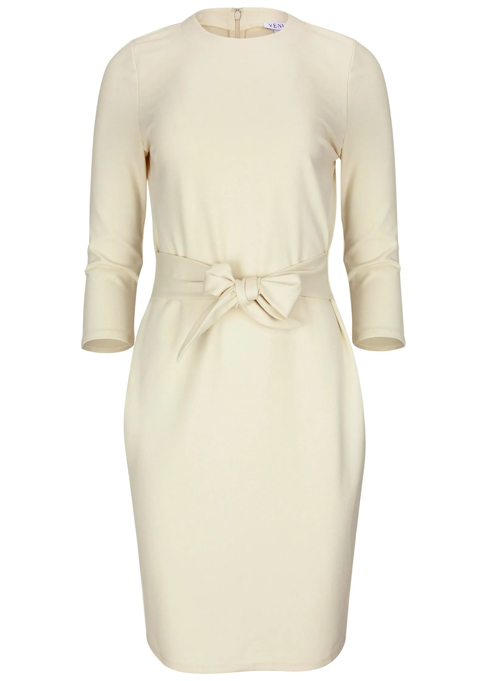 Ponte Tie Waist Dress - Cream sold by VENUS product image thumbnail 4