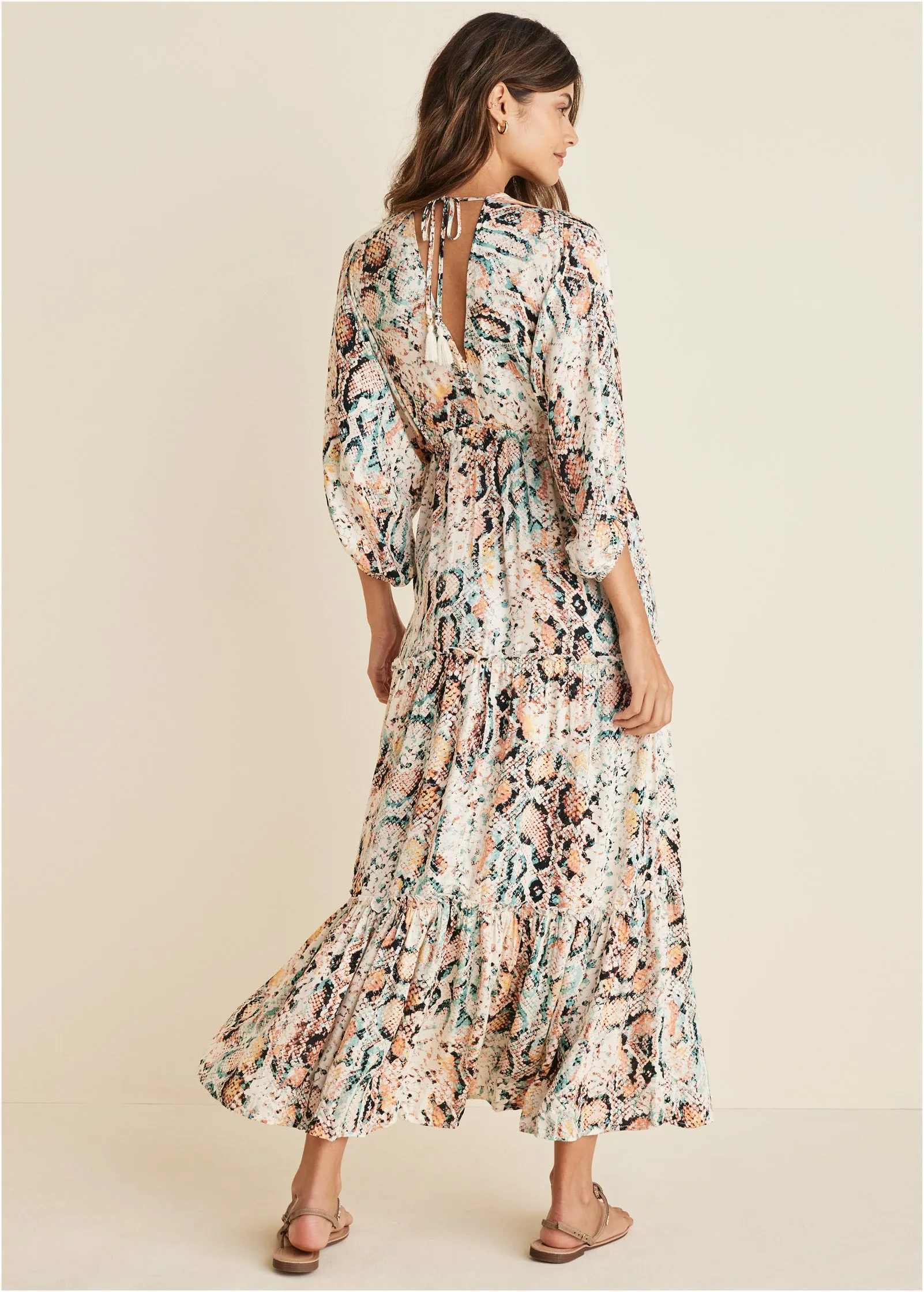 V-Neck Maxi Dress - White Multi sold by VENUS product image thumbnail 2