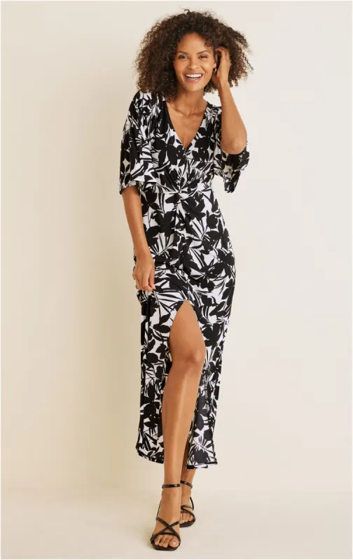 Twist Front Maxi Dress - Exotic Shadow Floral sold by VENUS