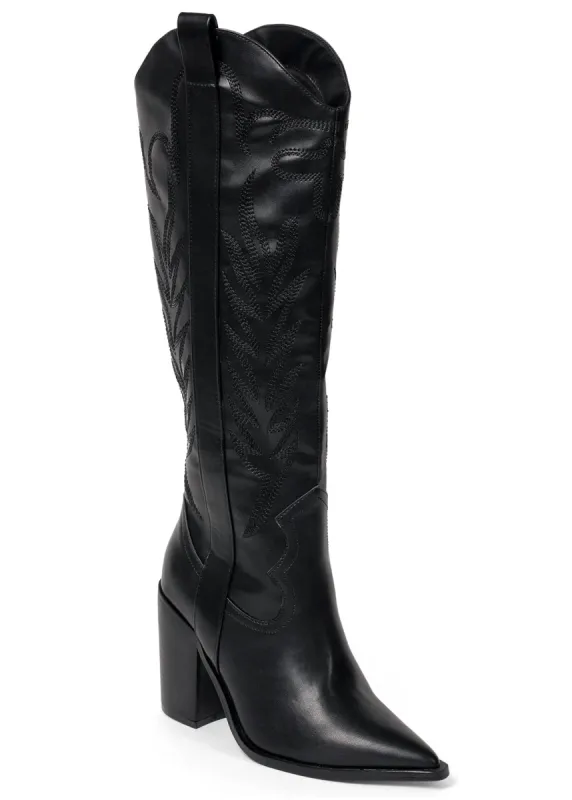 Slip-On Cowgirl Boots - Black sold by VENUS
