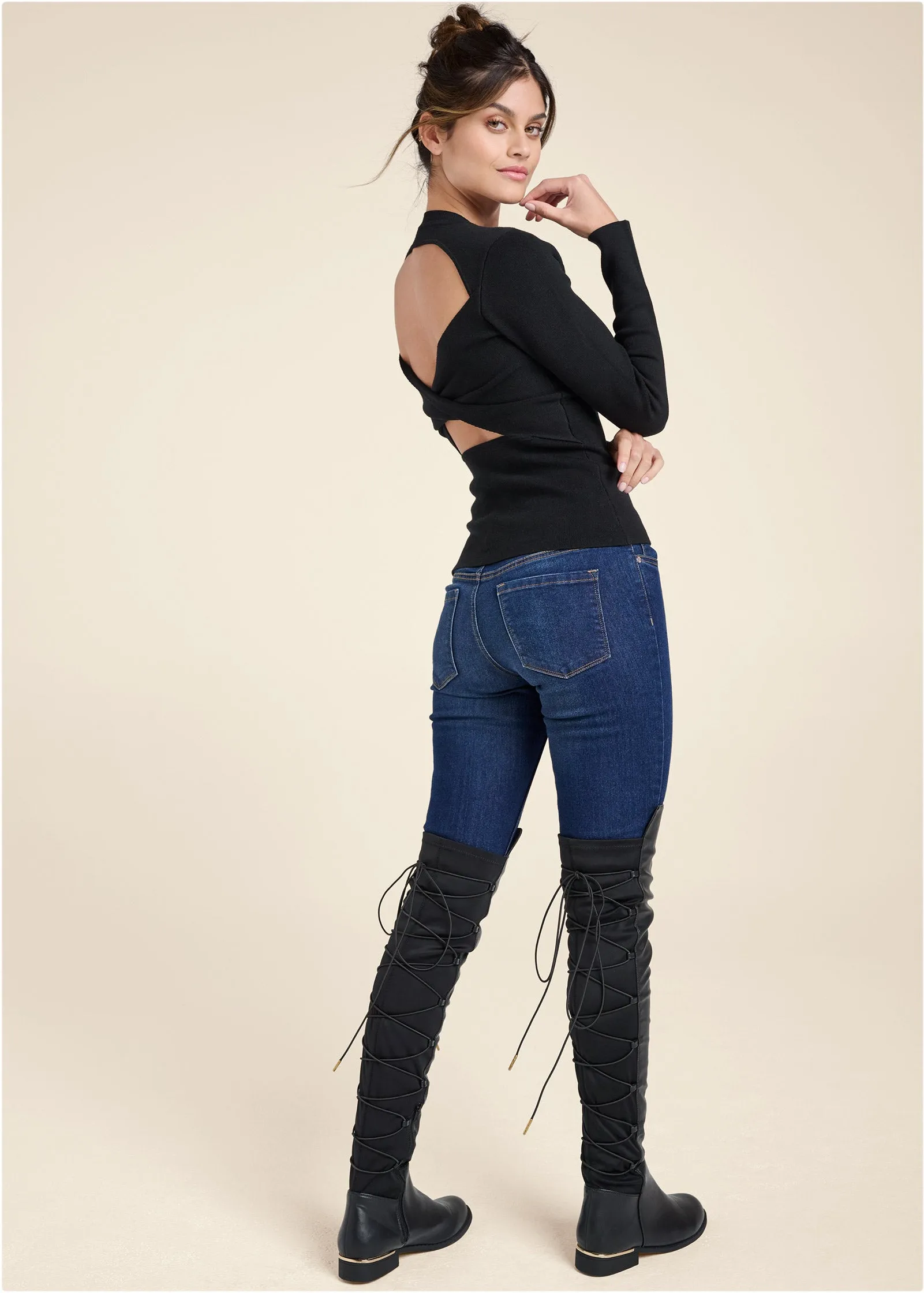 Twisted Cutout Back Detail Sweater - Black sold by VENUS product image thumbnail 2