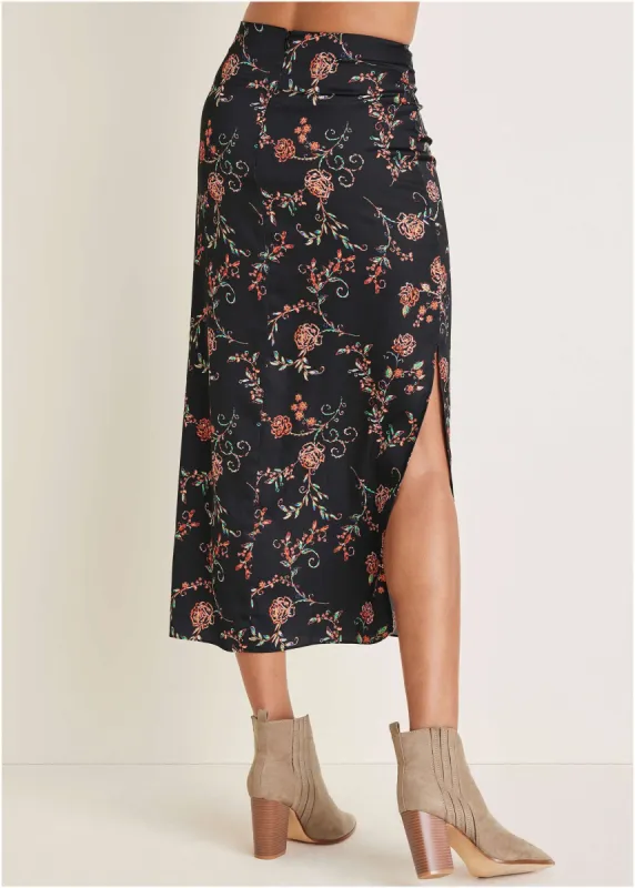 Midi Slip Skirt - Gothic Roses sold by VENUS