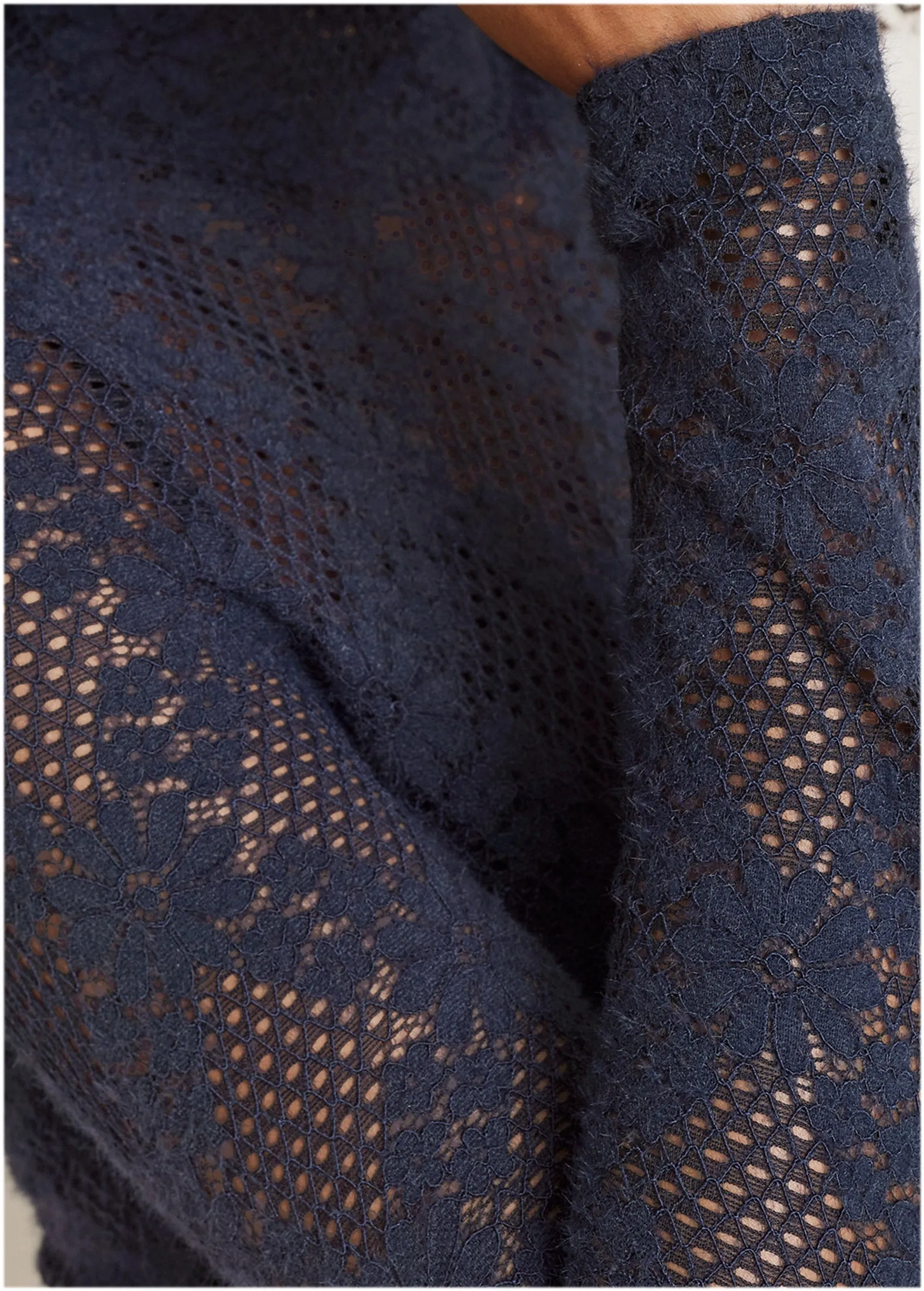 Lace Mock Neck Midi Dress - Navy sold by VENUS product image thumbnail 2