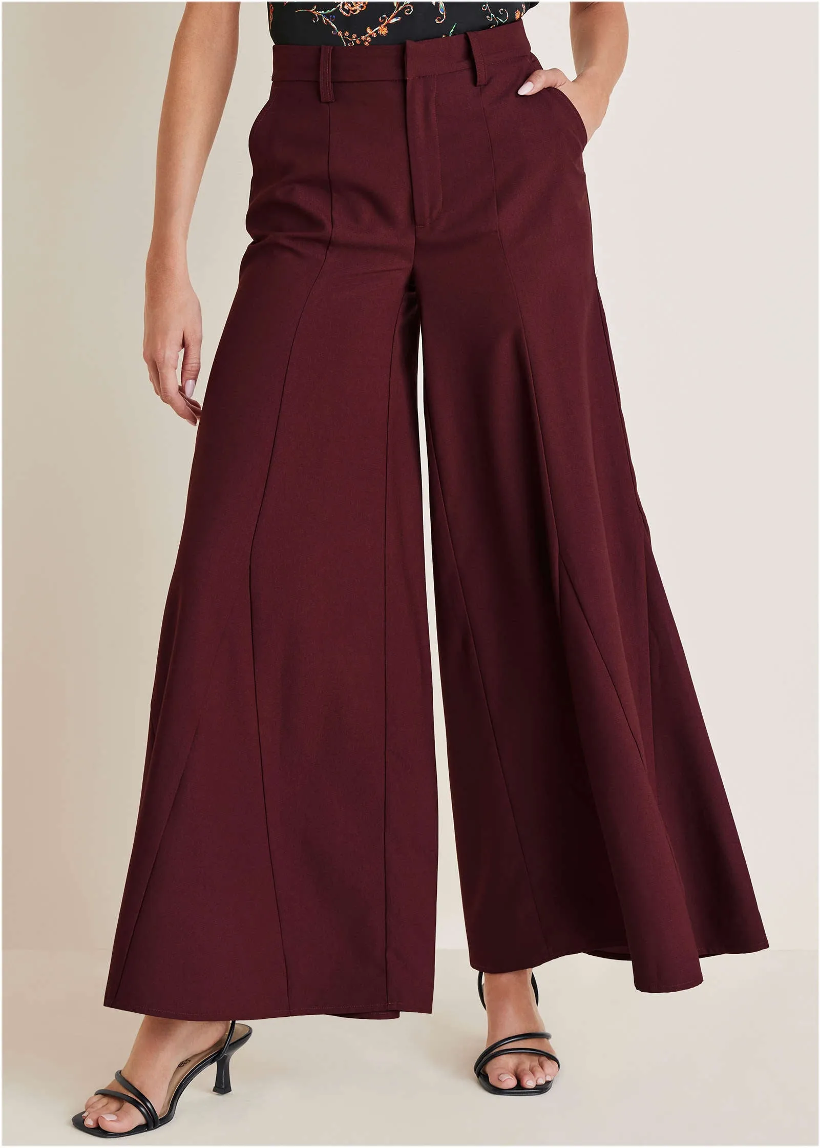 Dramatic Flare Pants - Wine sold by VENUS