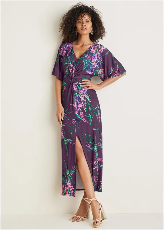 Twist Front Maxi Dress - Regal Wildflowers sold by VENUS