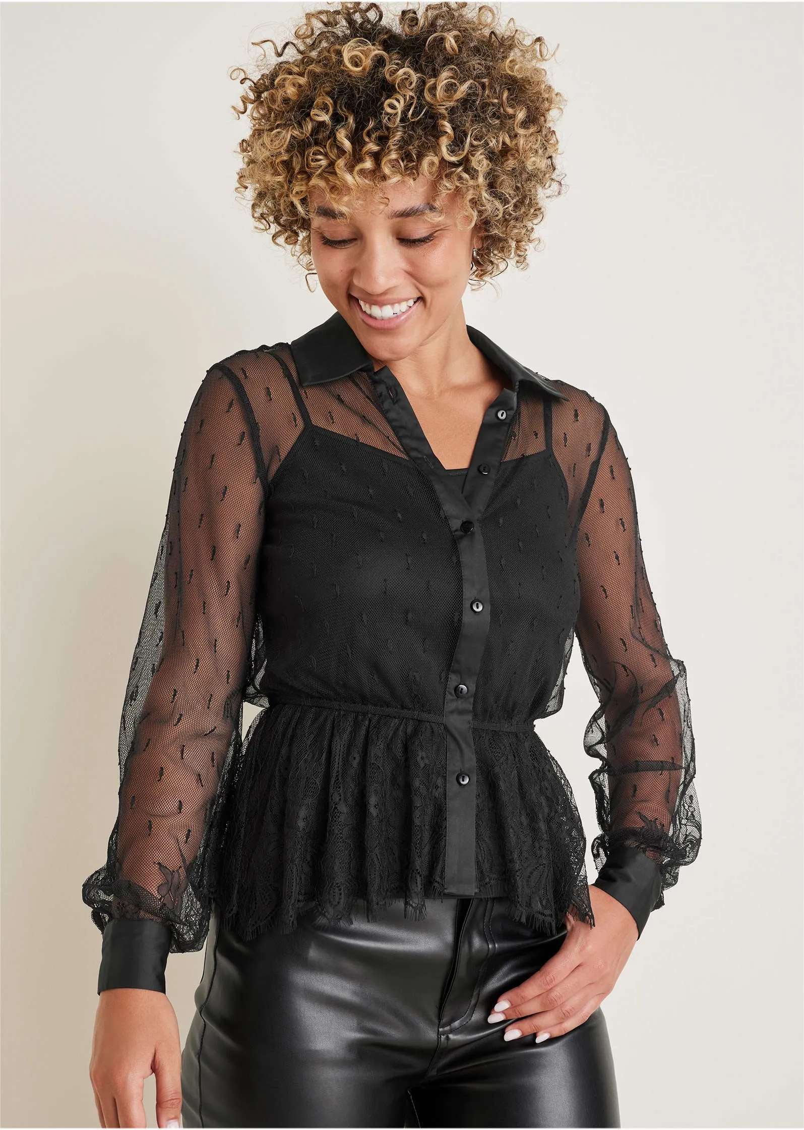 Sheer Lace Blouse - Black sold by VENUS product image thumbnail 5