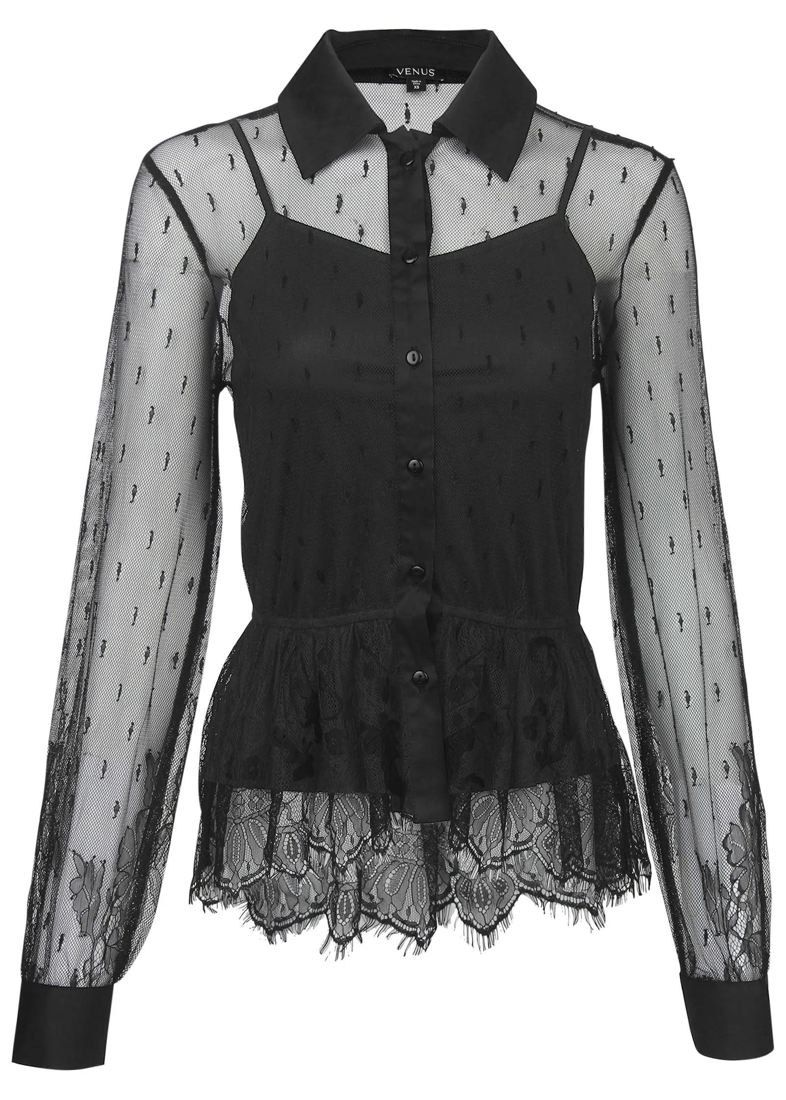 Sheer Lace Blouse - Black sold by VENUS product image thumbnail 4