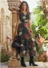 Floral Ruffle Detail Maxi - Whimsical Mums sold by VENUS