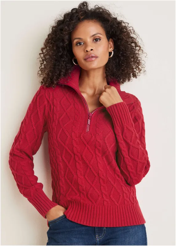 Zip Pullover - Equestrian Red sold by VENUS