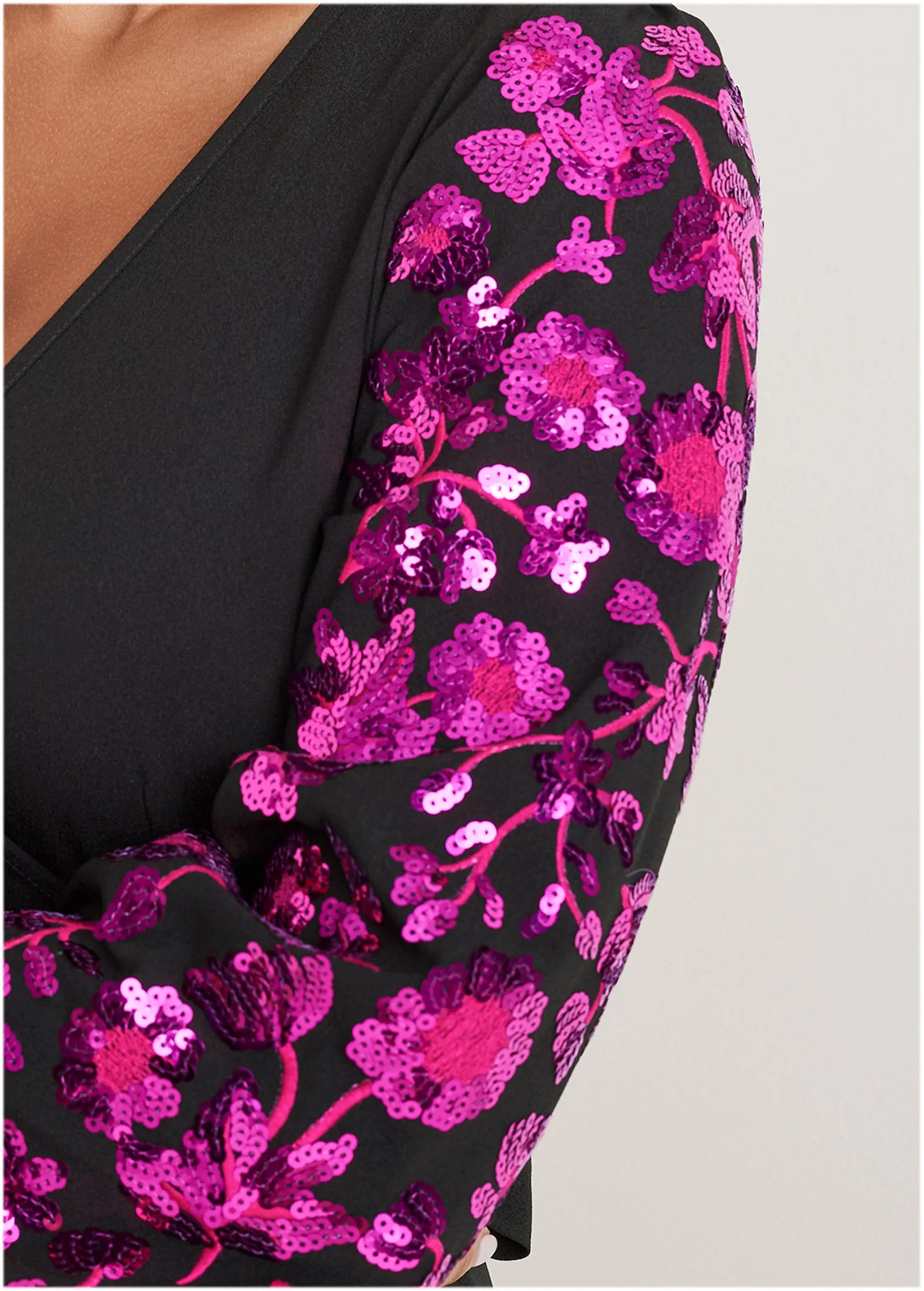 Floral Sequin Maxi Dress - Black Multi sold by VENUS product image thumbnail 3