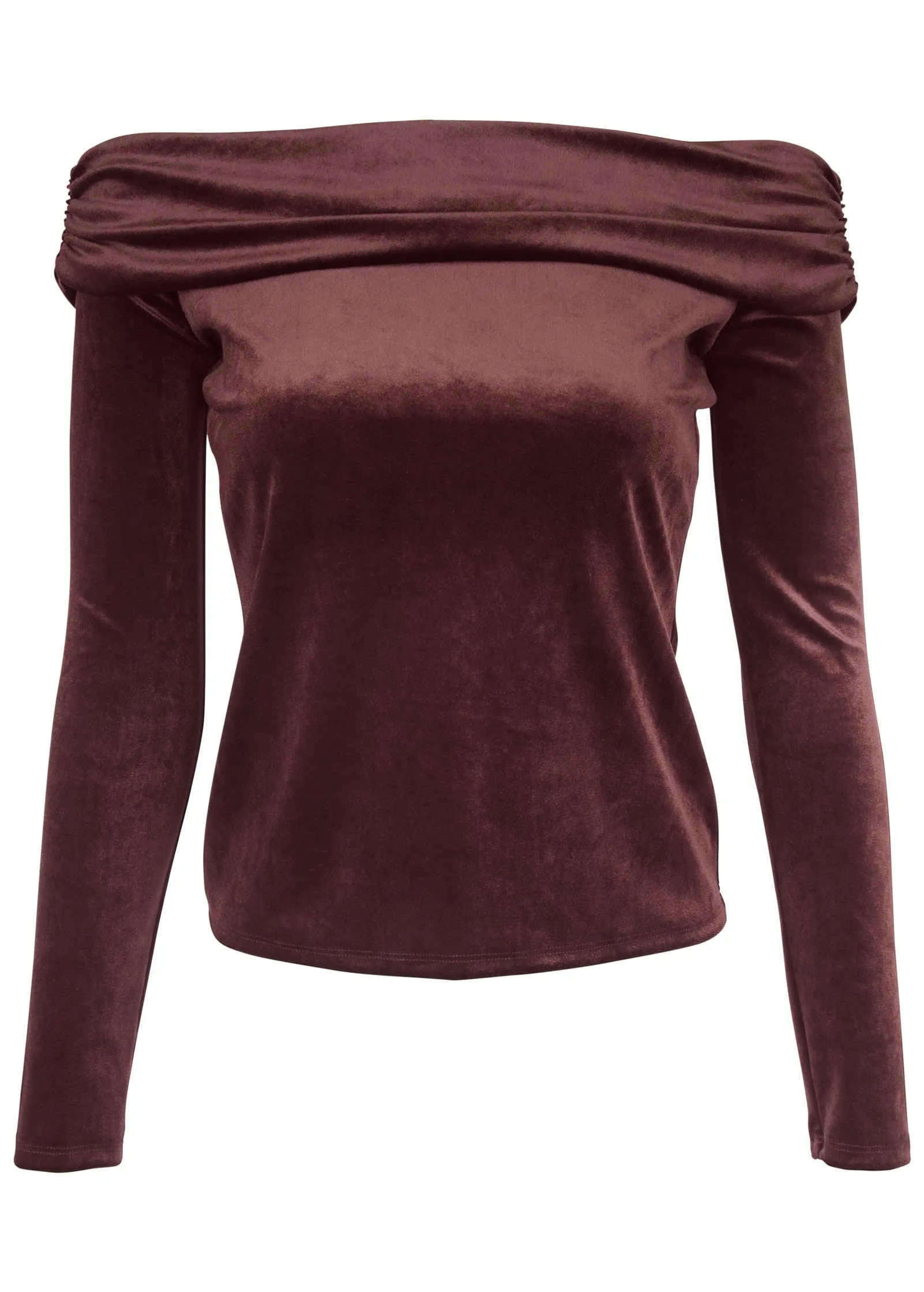 Off-The-Shoulder Velvet Top - Wine sold by VENUS product image thumbnail 3