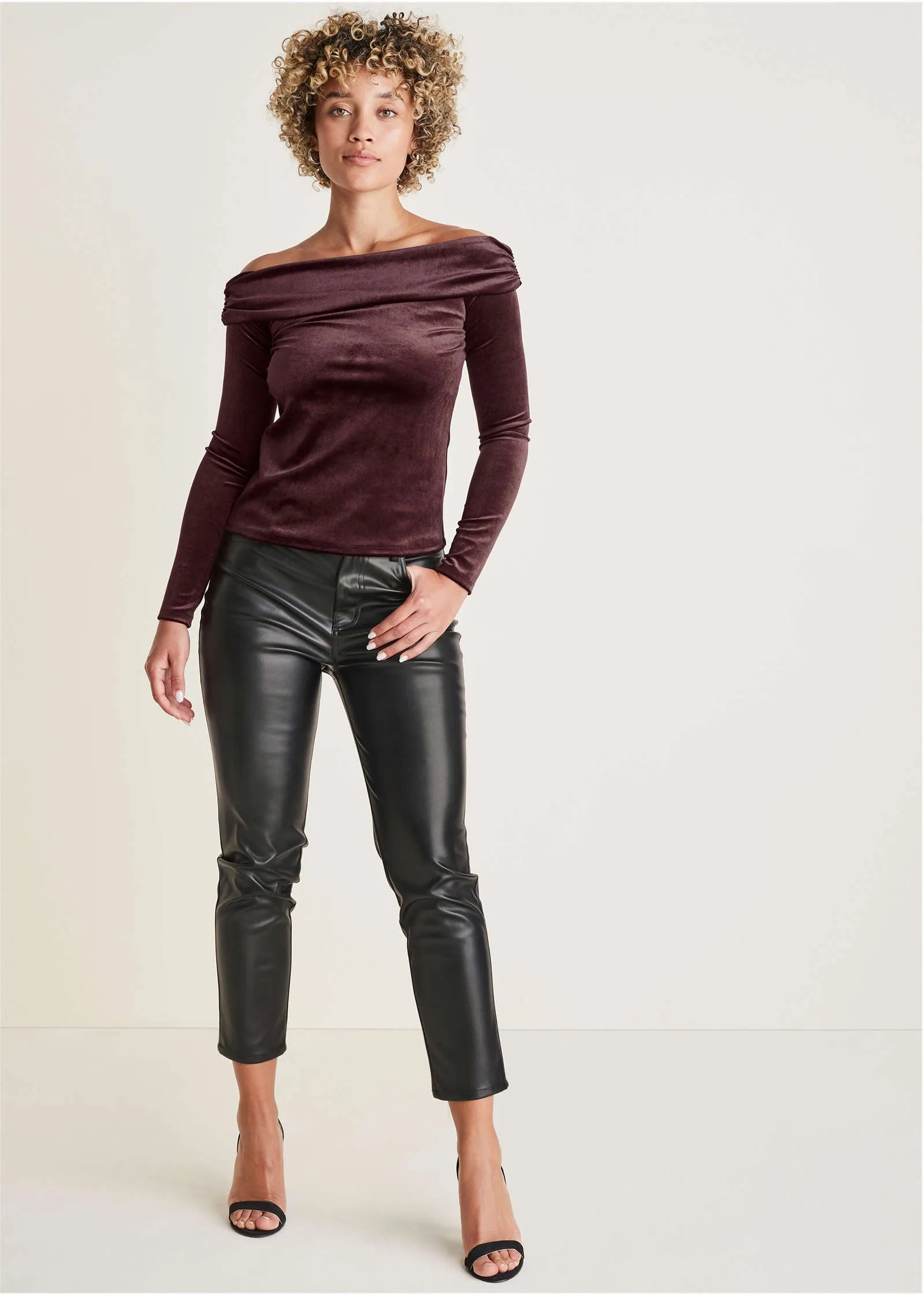 Off-The-Shoulder Velvet Top - Wine sold by VENUS product image thumbnail 4