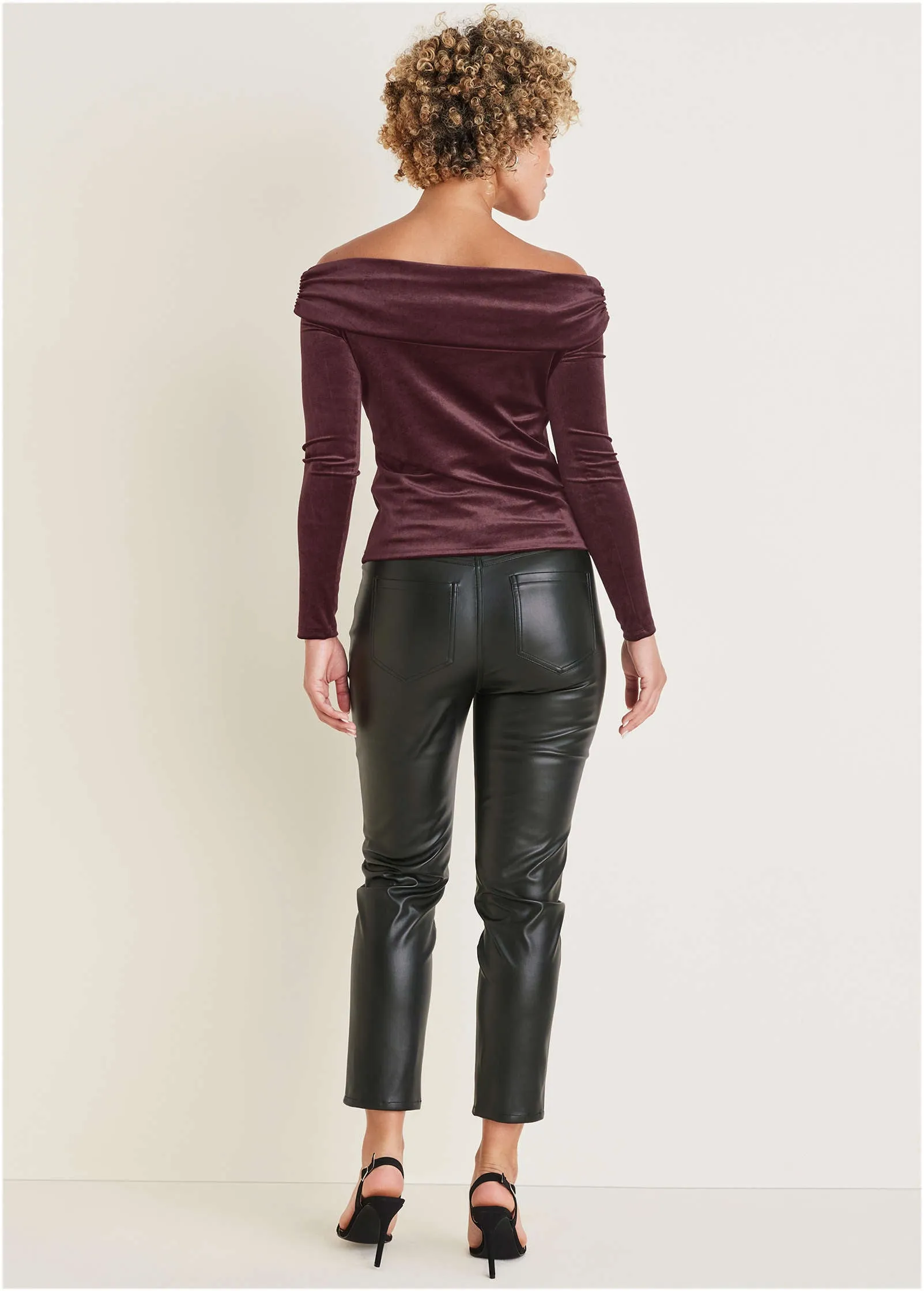 Off-The-Shoulder Velvet Top - Wine sold by VENUS product image thumbnail 2