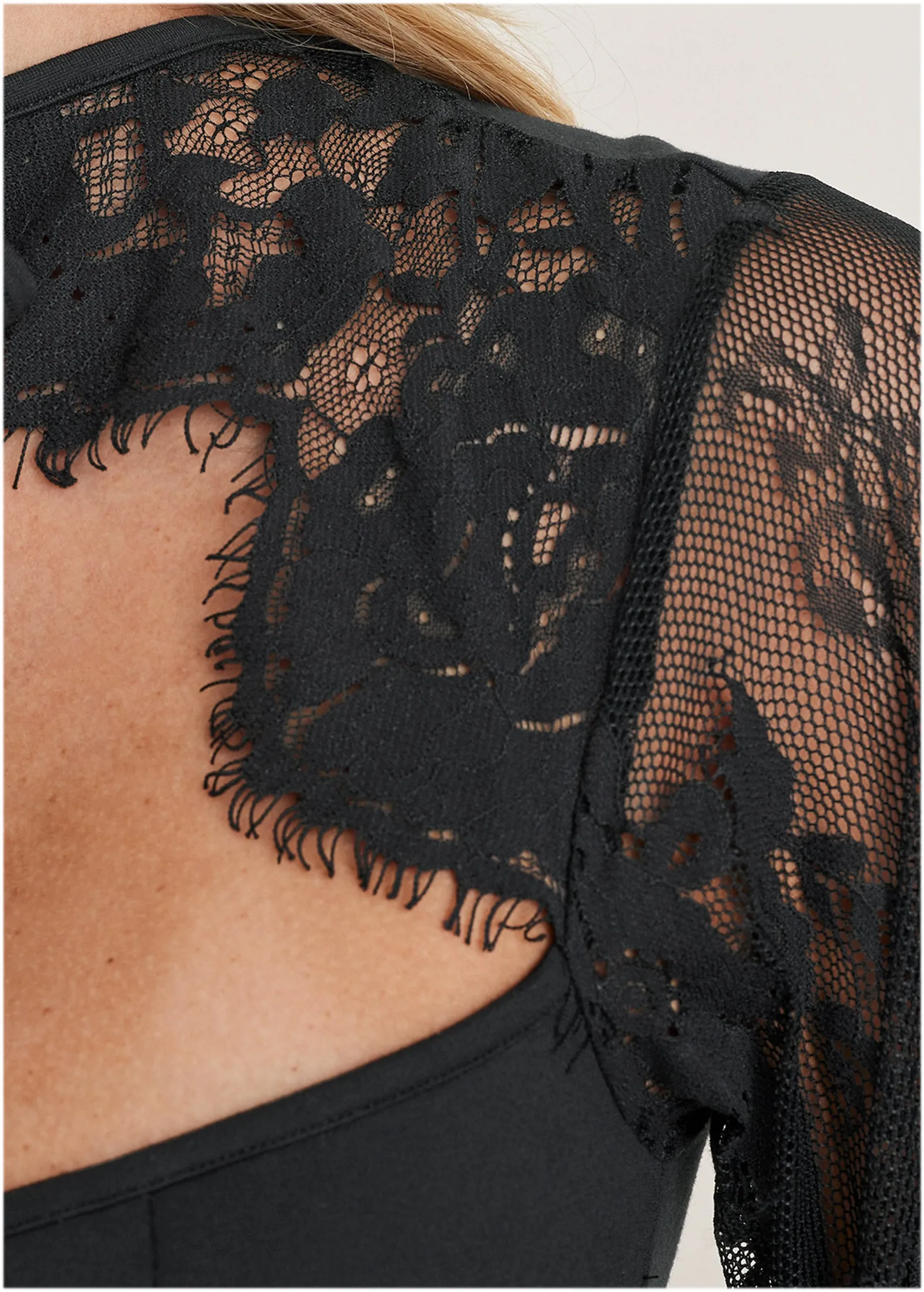 Corseted Lace Sleeve Top - Black sold by VENUS product image thumbnail 3