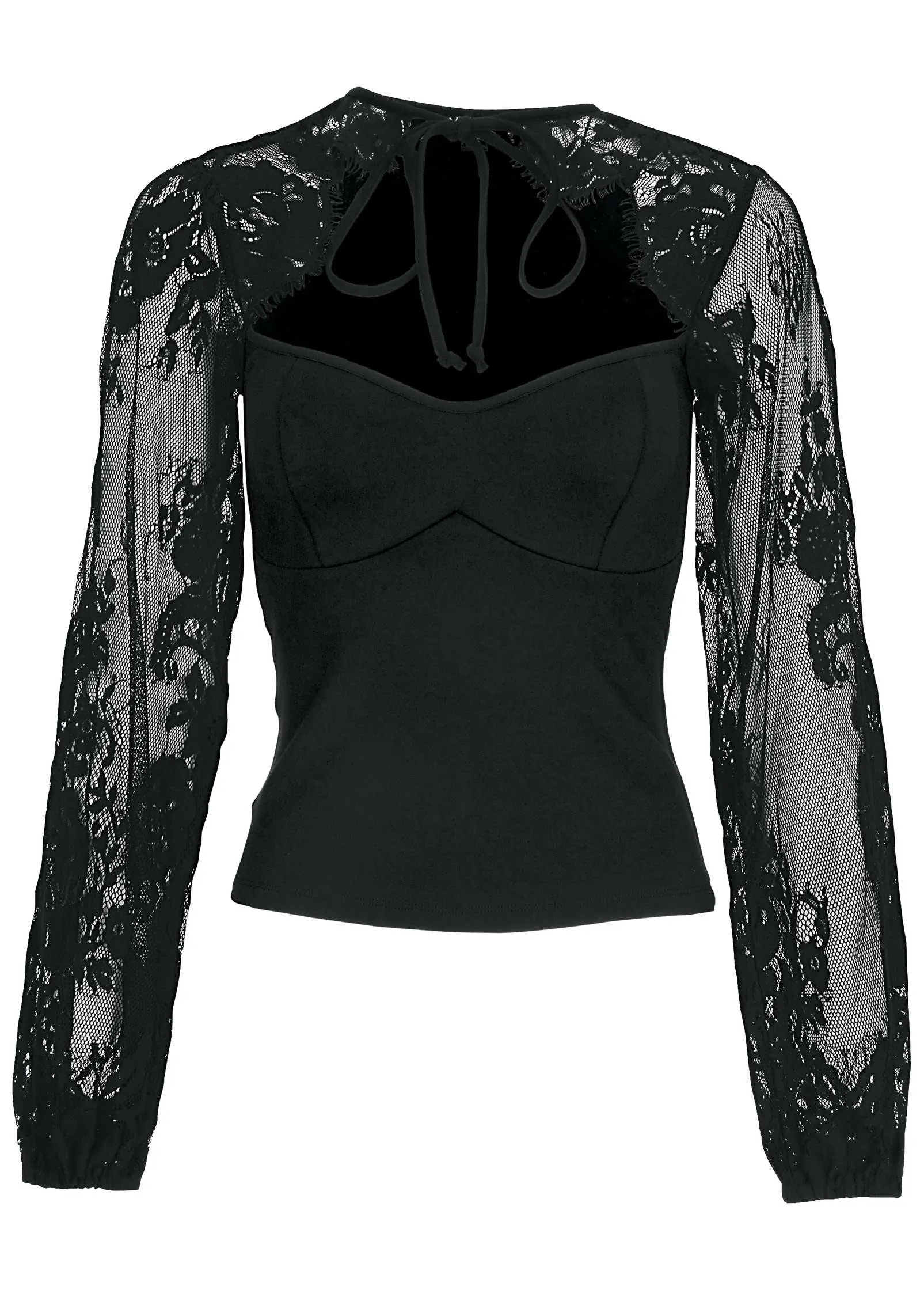 Corseted Lace Sleeve Top - Black sold by VENUS product image thumbnail 4