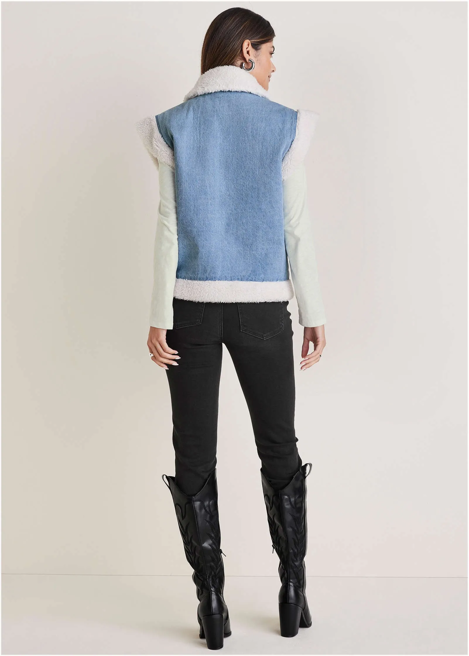 Denim Sherpa Vest - Medium Wash sold by VENUS product image thumbnail 2