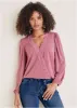 Faux Wrap Lace Trim Blouse - Heather Rose sold by VENUS