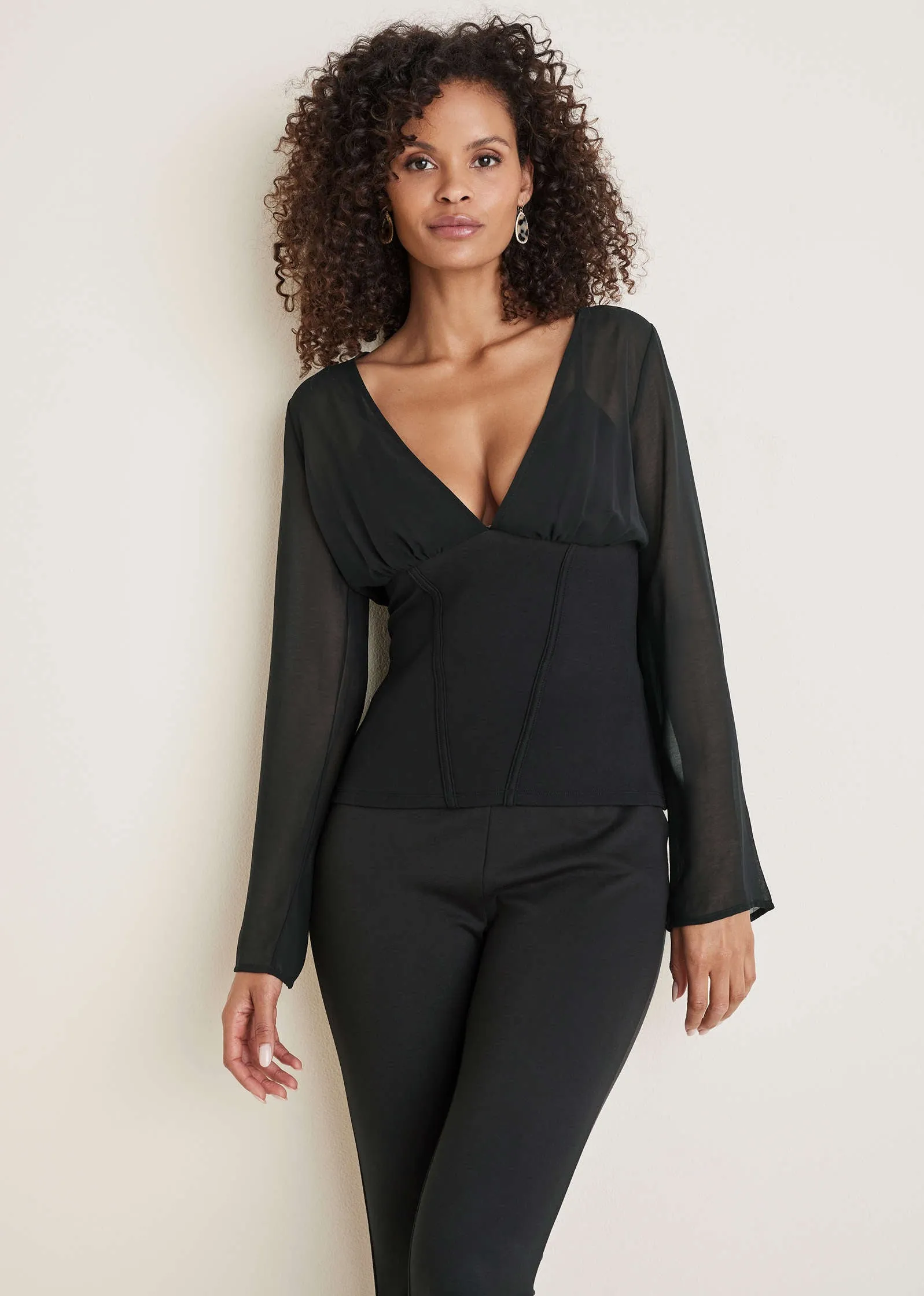 Corseted Chiffon Blouse - Black sold by VENUS product image thumbnail 5