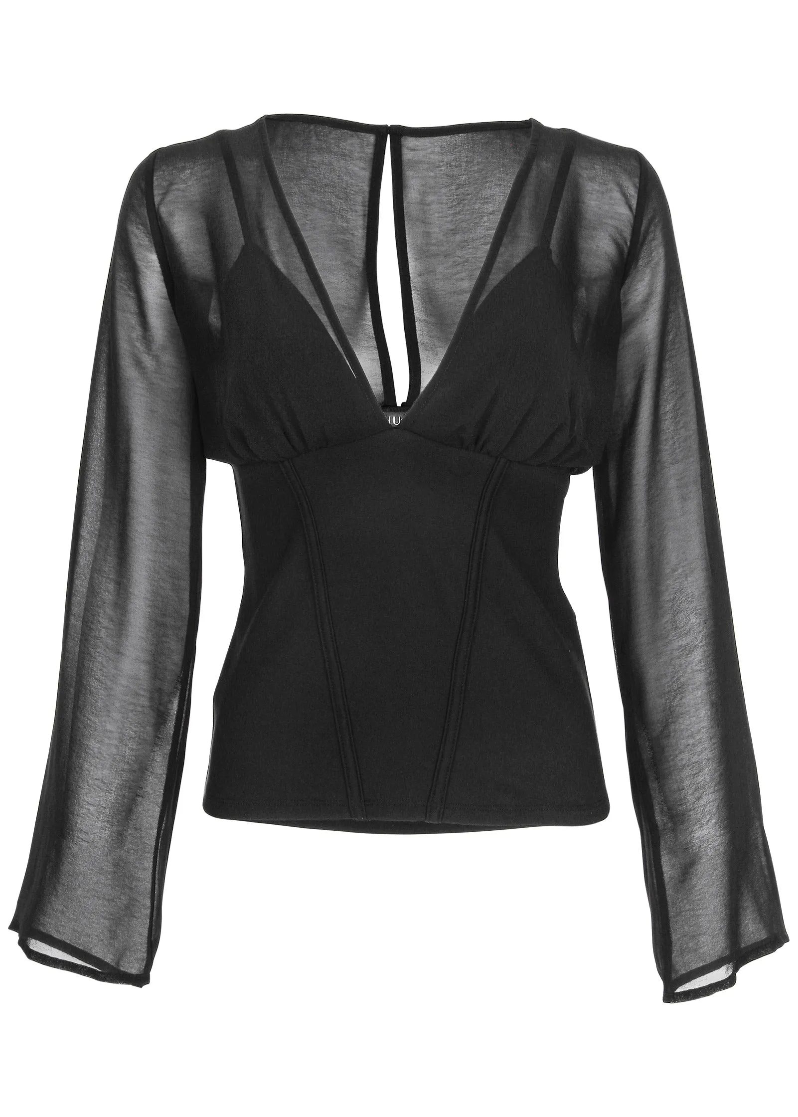 Corseted Chiffon Blouse - Black sold by VENUS product image thumbnail 4