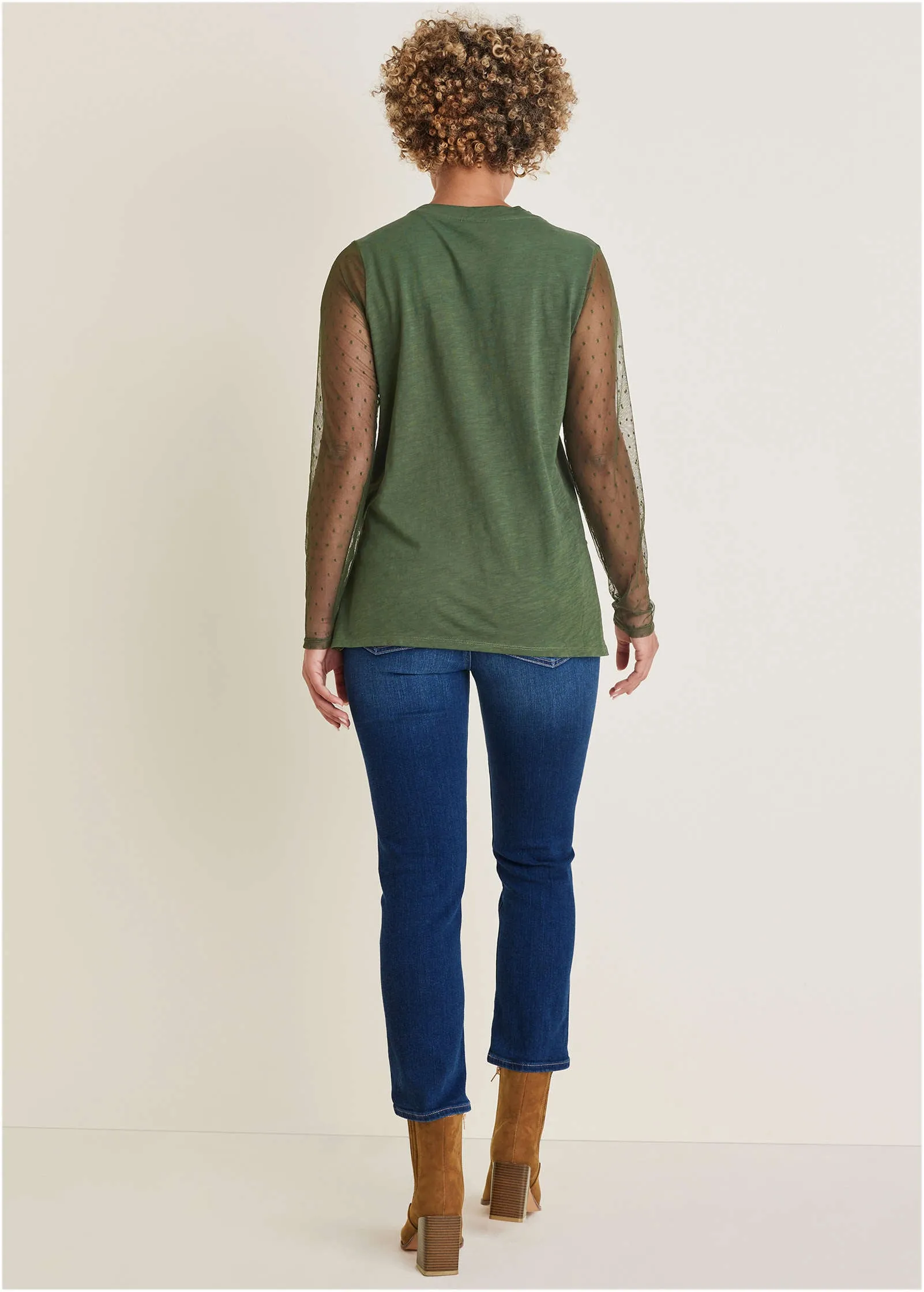 Mesh Sleeve Top - Bronze Green sold by VENUS product image thumbnail 2