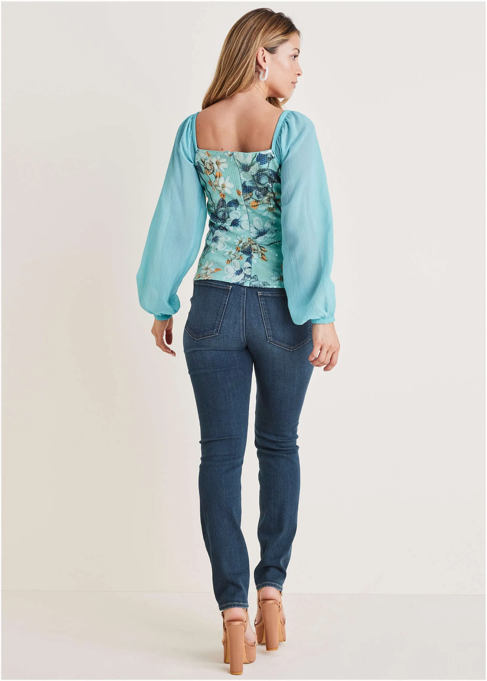 Opulent Sequin Blouse - Light Blue Multi sold by VENUS product image thumbnail 2