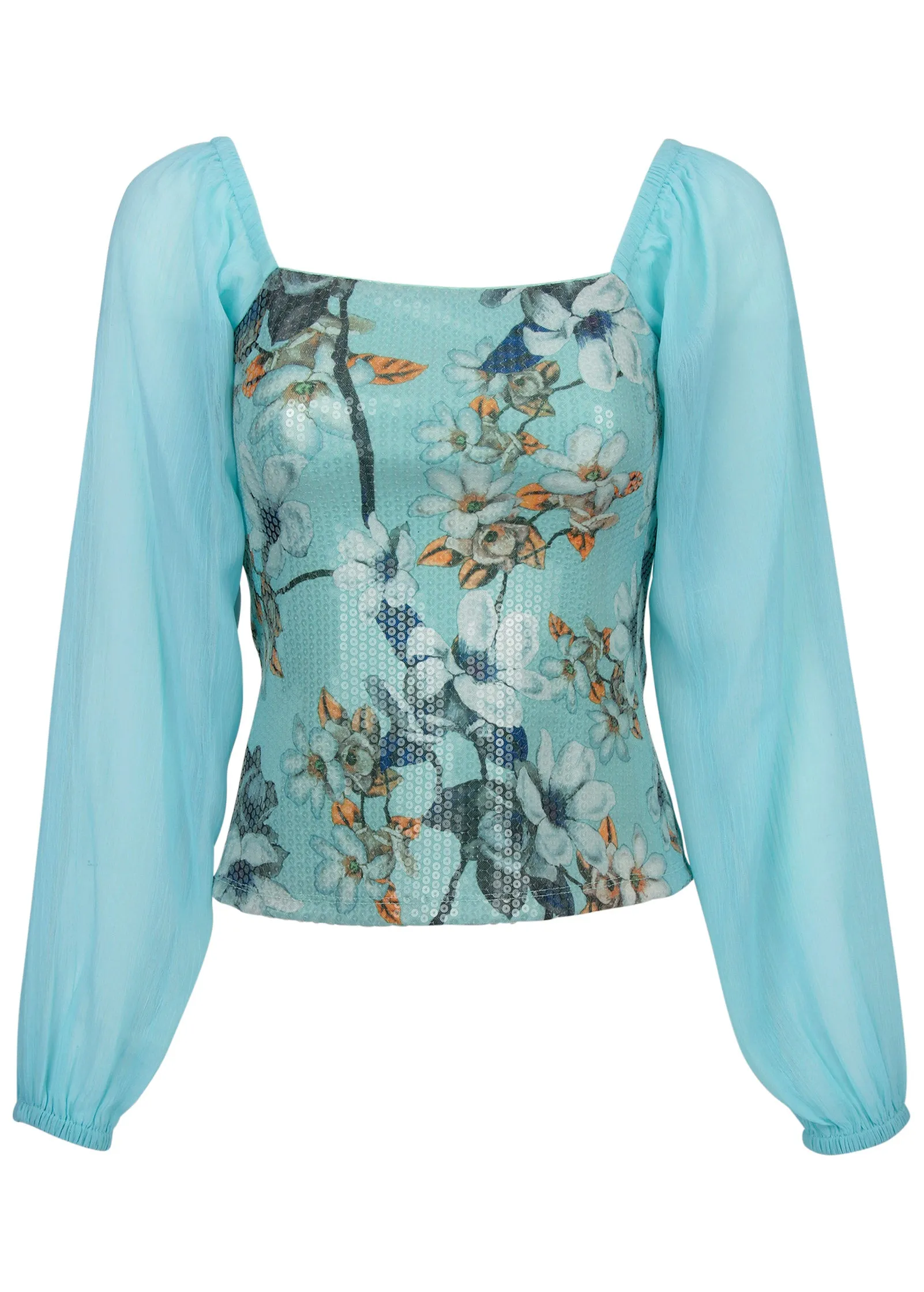 Opulent Sequin Blouse - Light Blue Multi sold by VENUS product image thumbnail 3