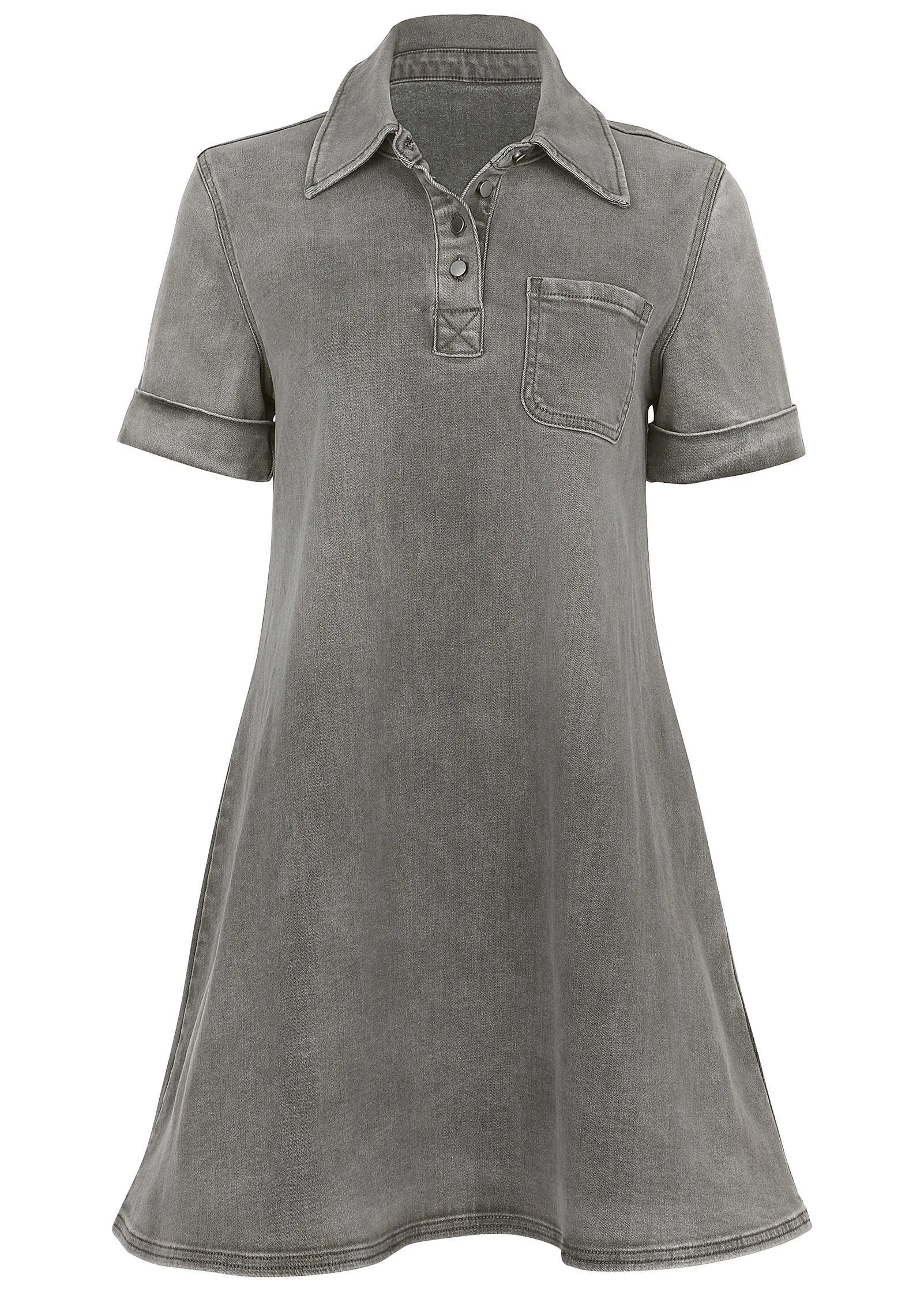 Denim Mini Dress - Grey Wash sold by VENUS