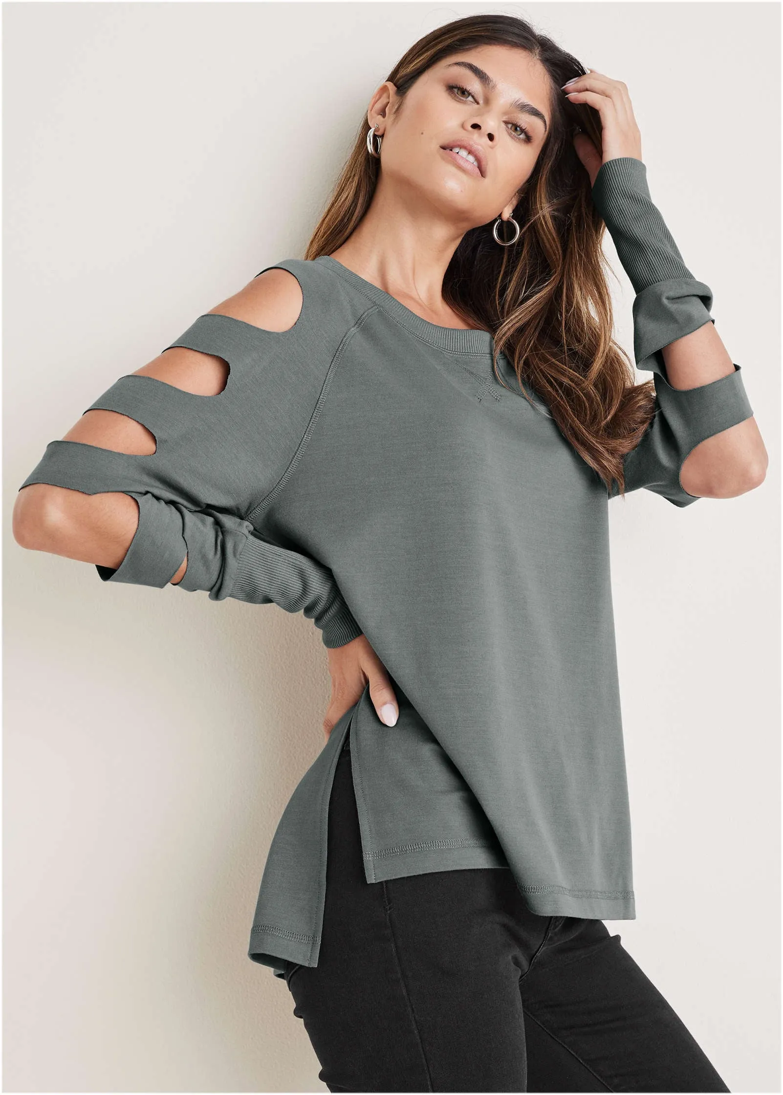Cold-Shoulder Sweatshirt - Seafog sold by VENUS product image thumbnail 4